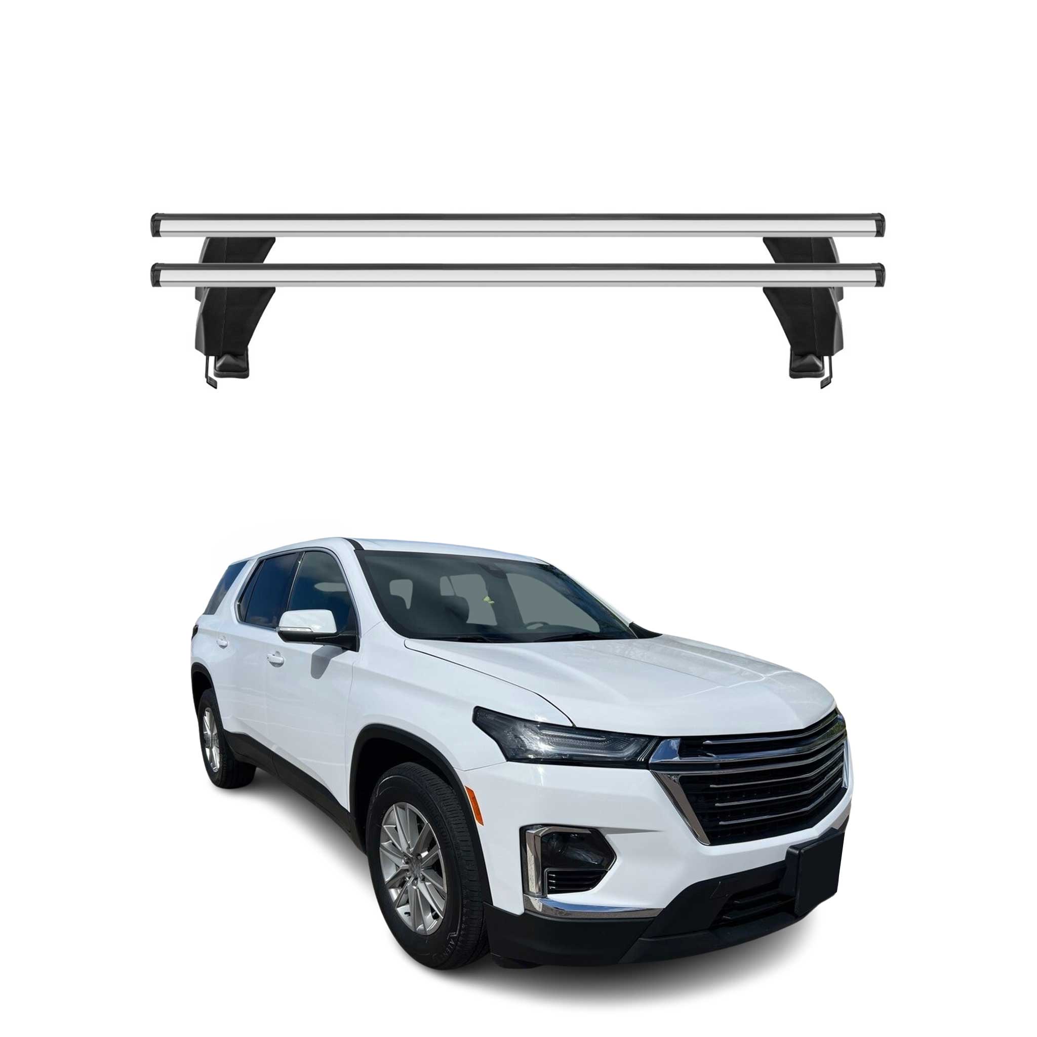 Top Roof Racks Cross Bars Carrier for Chevrolet Traverse 2018-2024 Alu Gray 2x