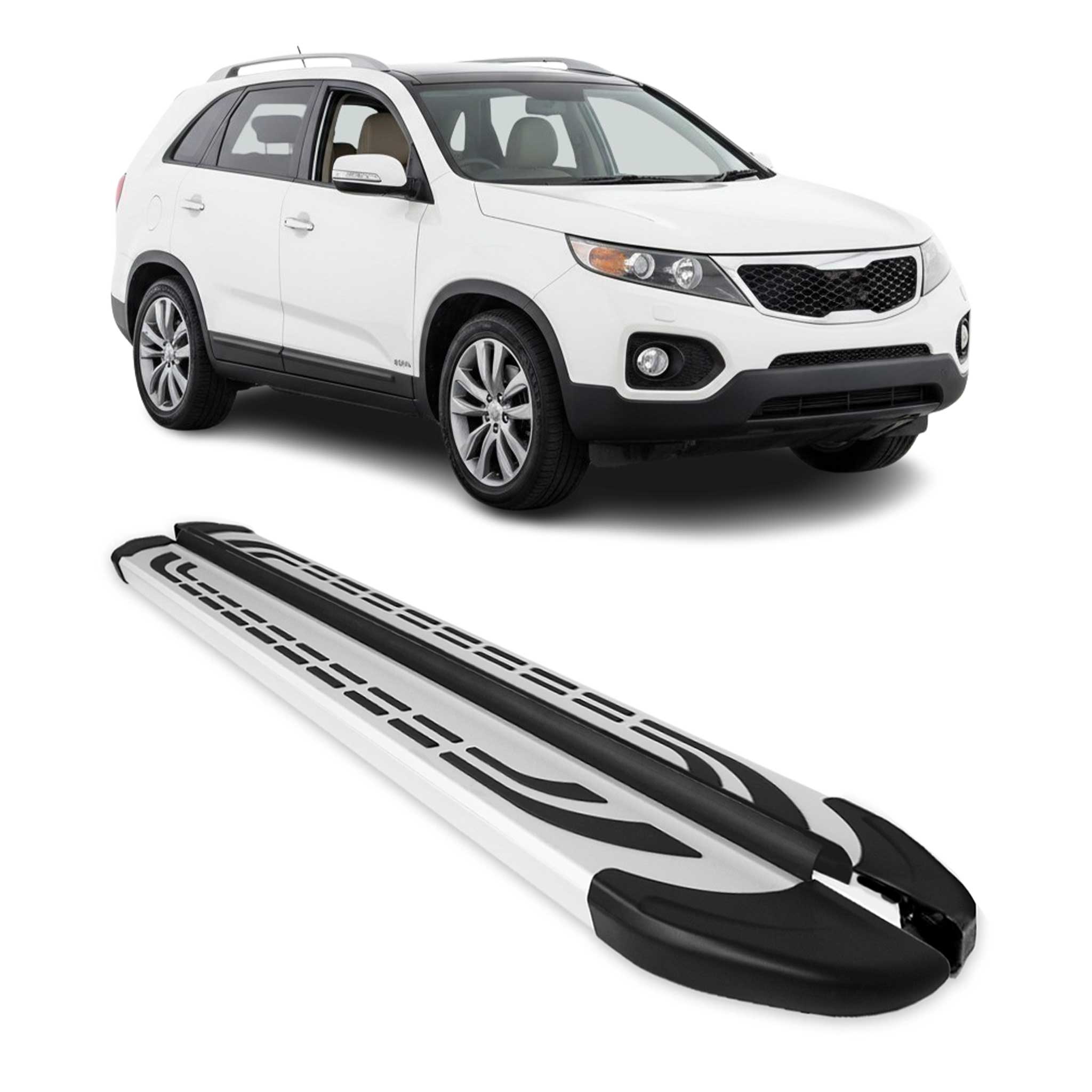 2011-2013 Kia Sorento Running Boards Side Steps Silver