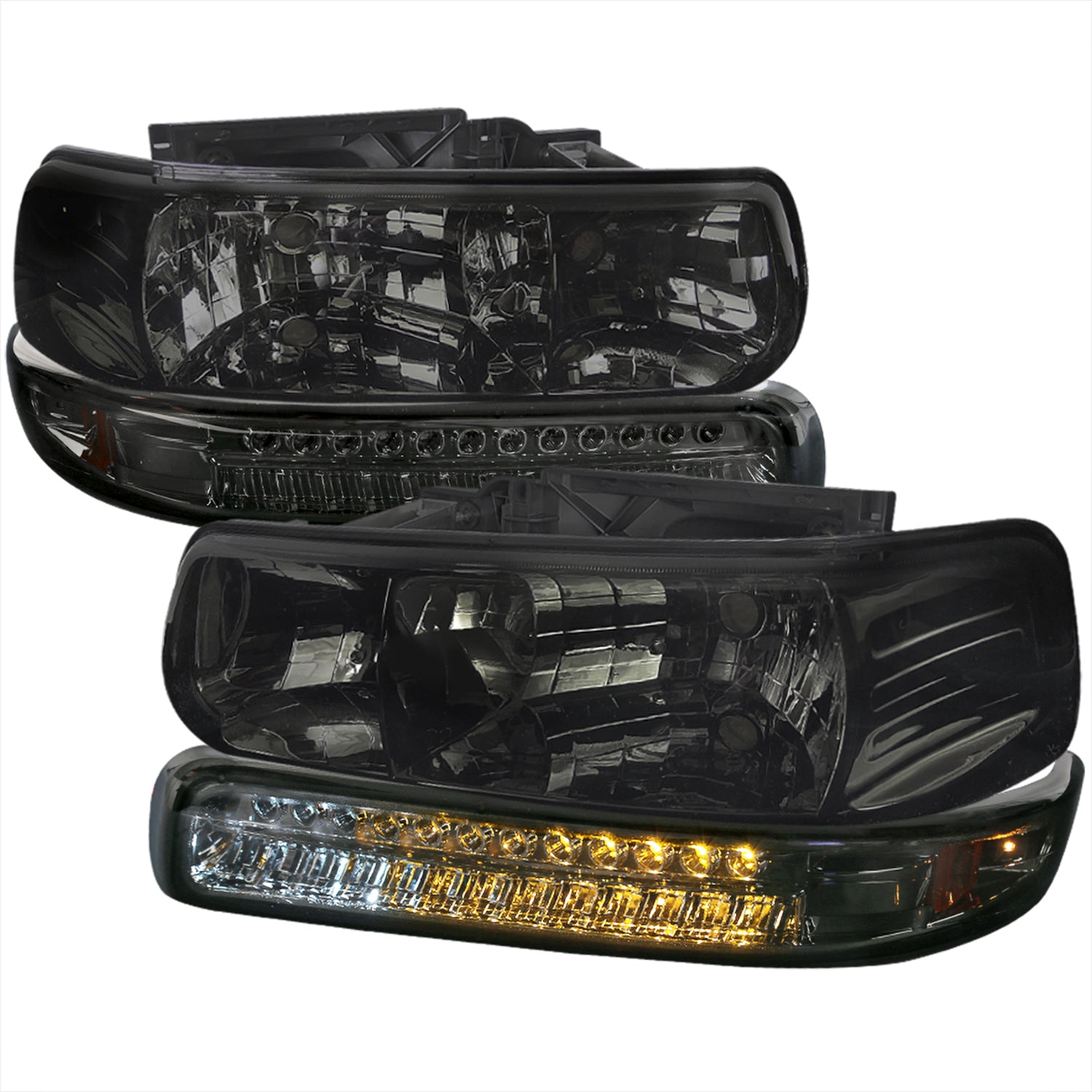 1999-2002 Chevy Silverado/Suburban/Tahoe Headlights LED Corner Signal Chrome