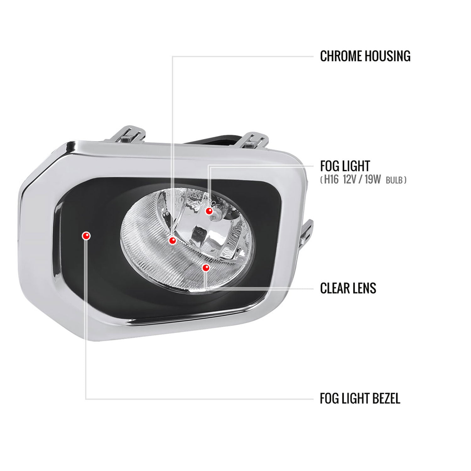 2016-2022 Toyota Tacoma H16 Chrome Cover Fog Lights Kit Chrome/Clear Lens