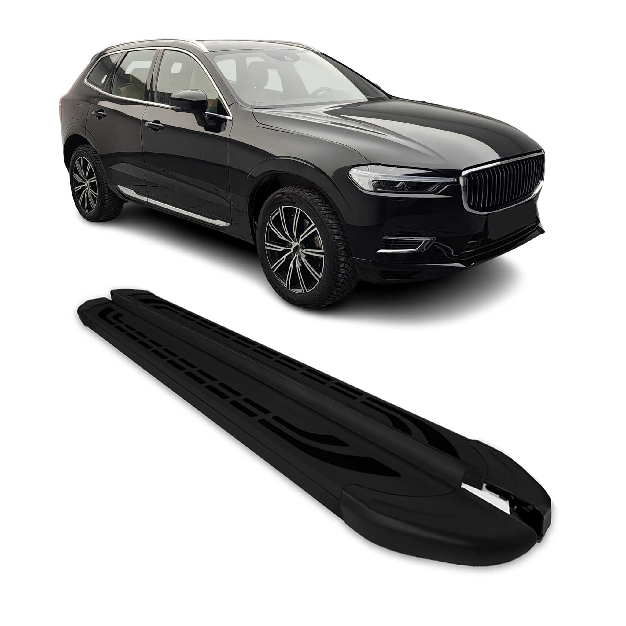 2018-2026 Volvo XC60 Side Step Nerf Bars Running Boards Black Alu 2x