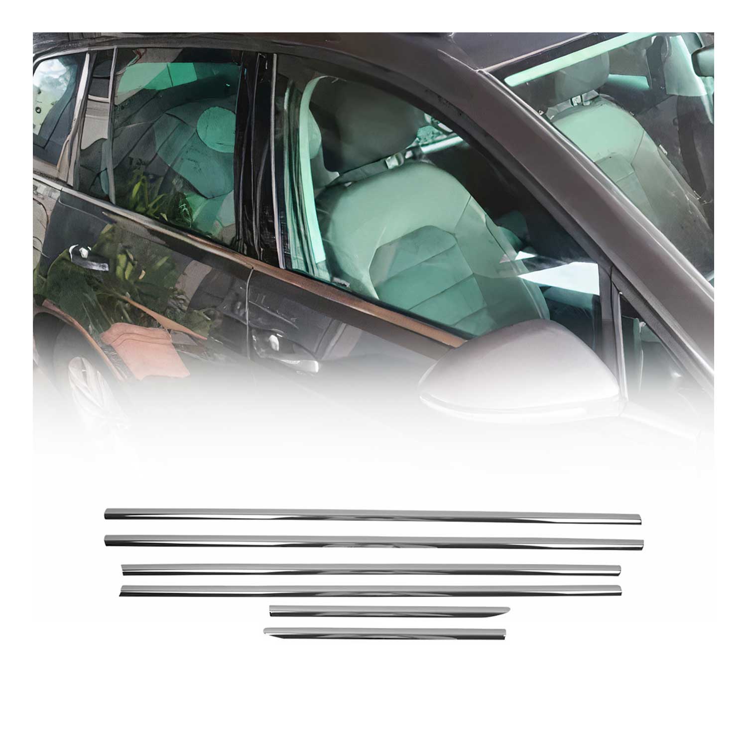 2015-2019 Volkswagen Golf SportWagen Window Molding Trim Streamer Stainless Steel