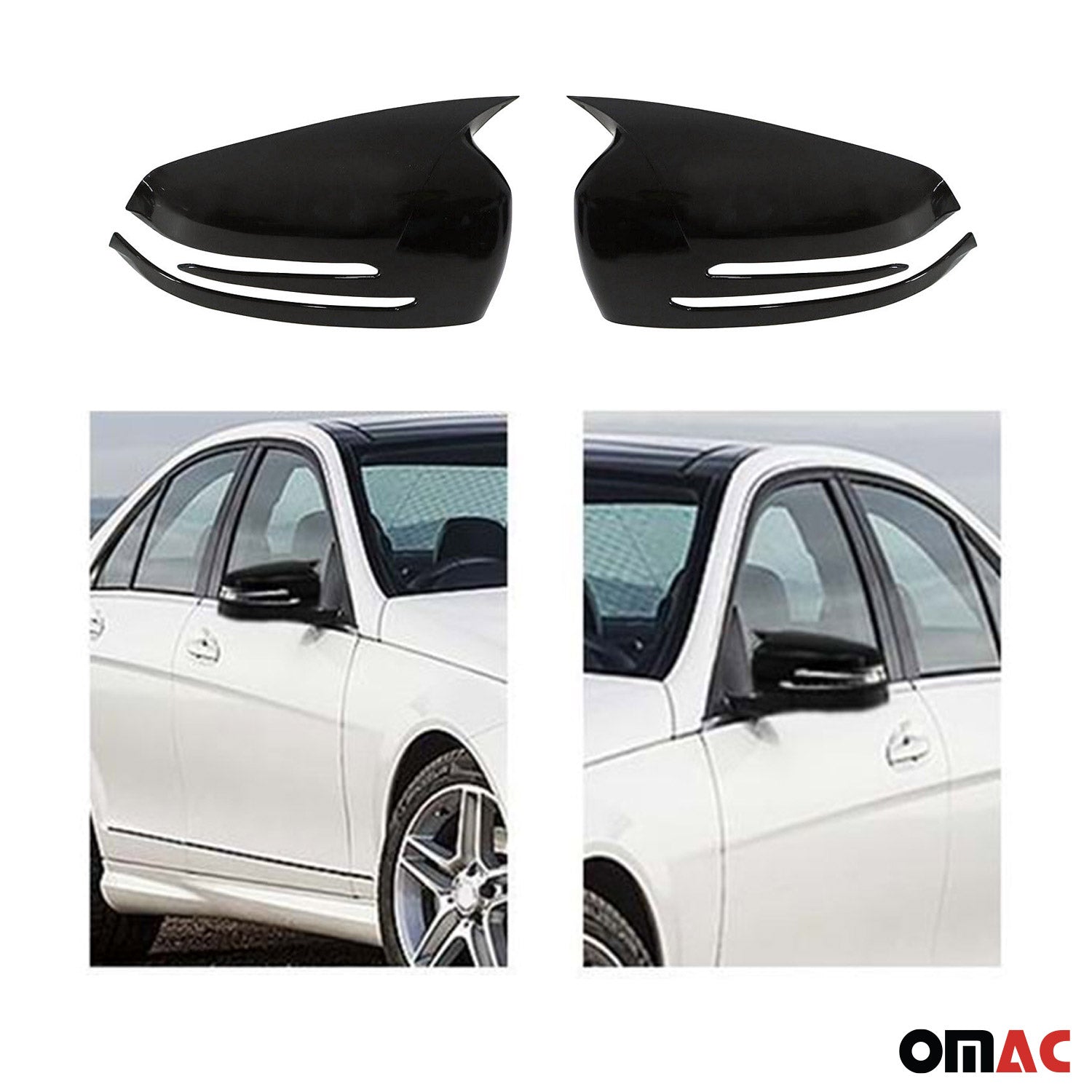 Mercedes W176 W246 C204 X204 X156 W212 Black Glossy Wing Mirror Cover Caps