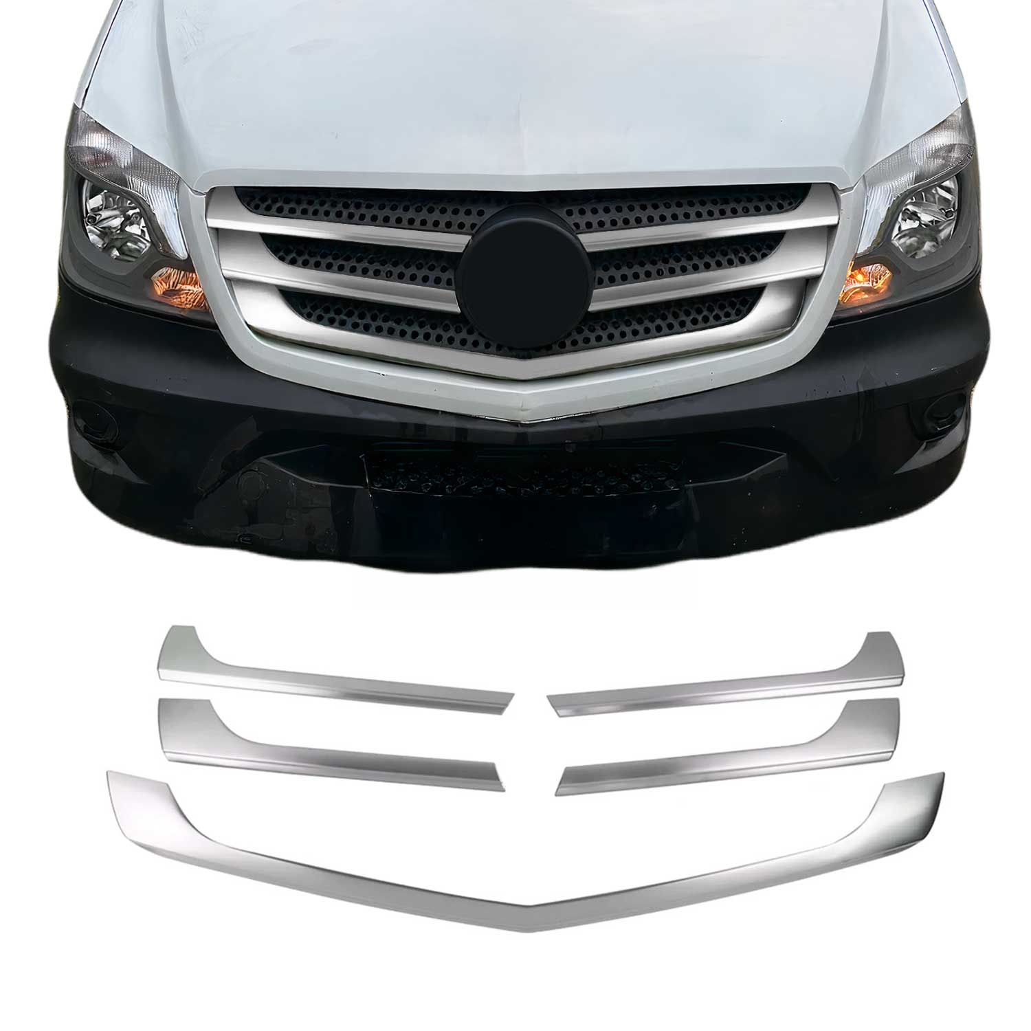 2014-2018 Mercedes Sprinter W906 Front Bumper Grill Trim Brushed Stainless Steel 5x