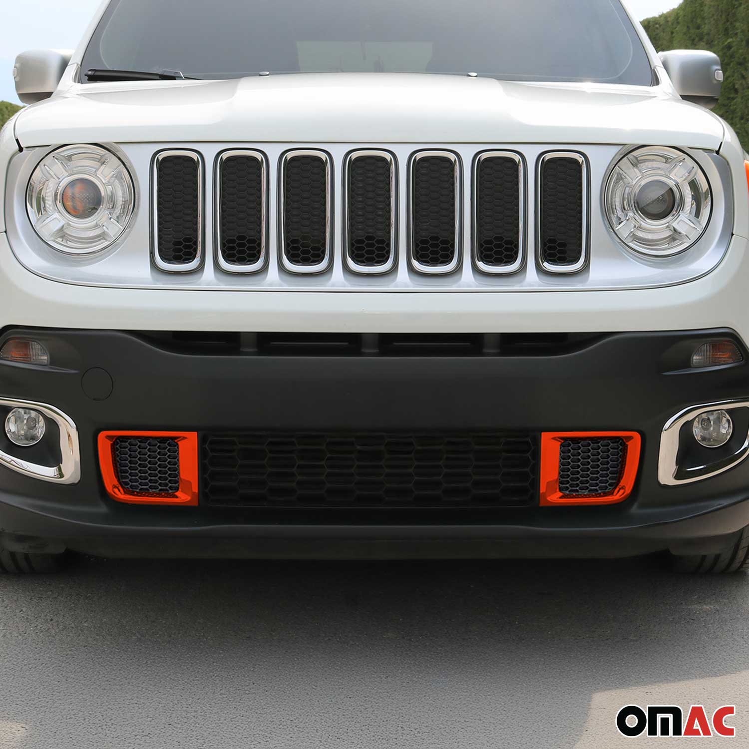 2015-2018 Jeep Renegade Front Bumper Trim Molding Orange 2 Pcs