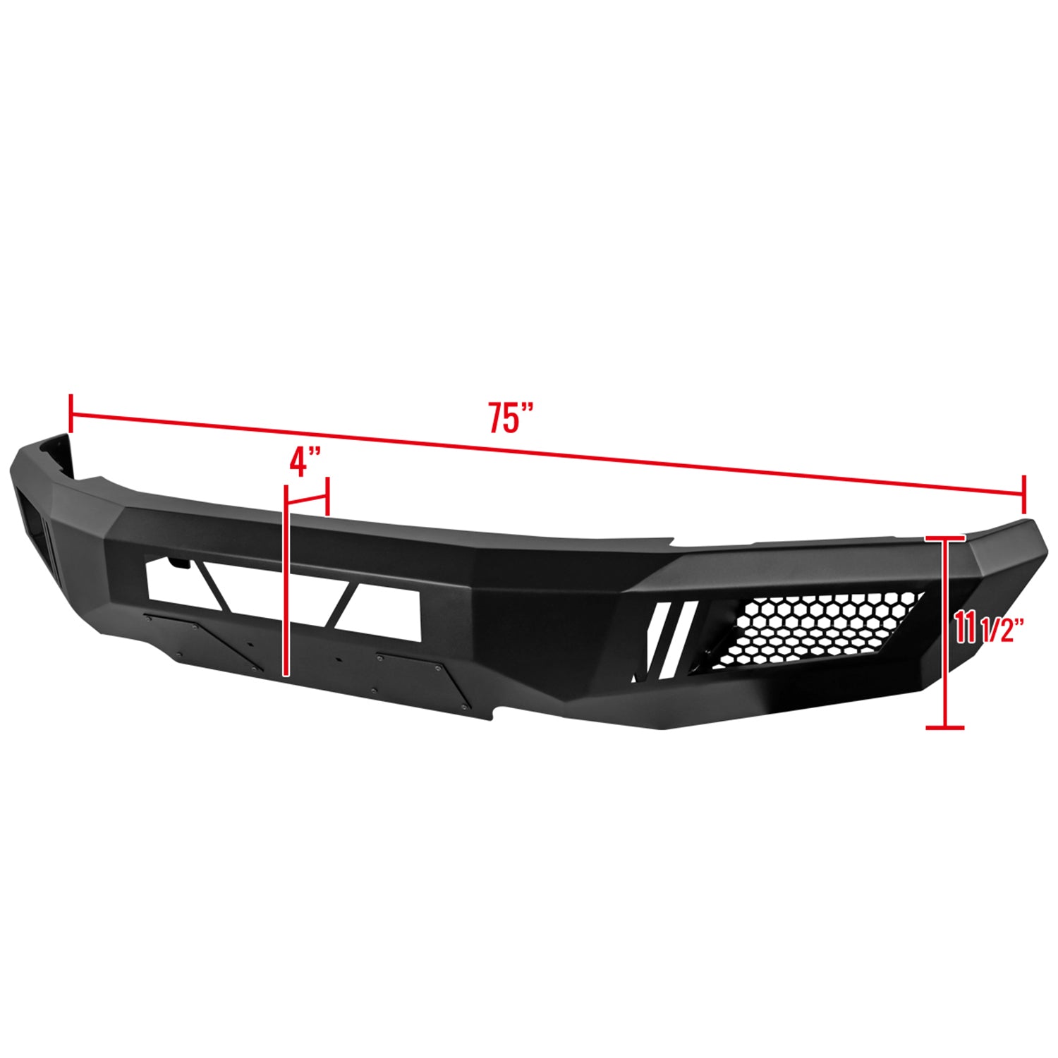 2015-2017 Ford F-150 Black Heavy Duty Steel Front Bumper & LED Light Ports