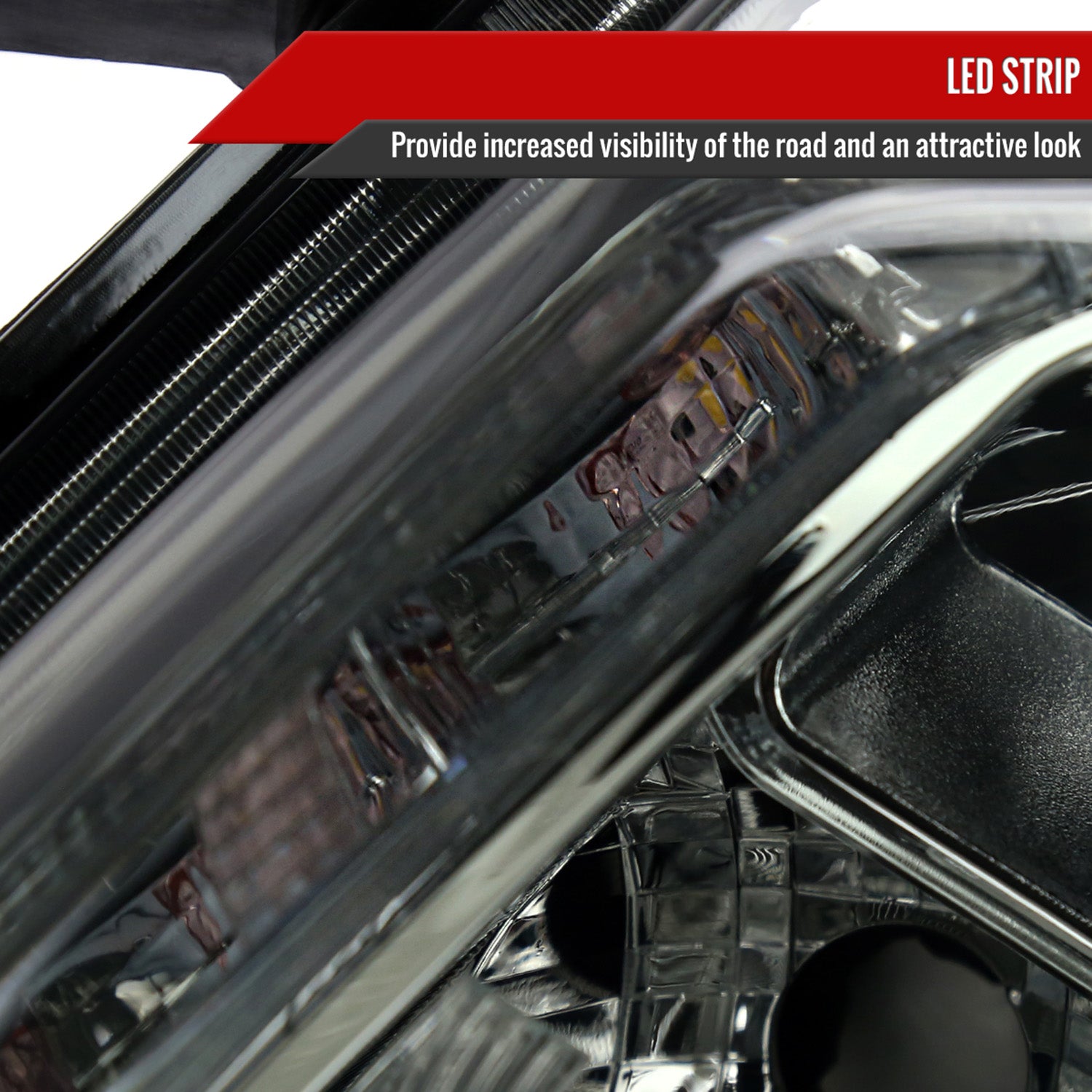 2014-2016 Nissan Rogue LED Strip Factory Style Headlights Chrome/Smoke Lens