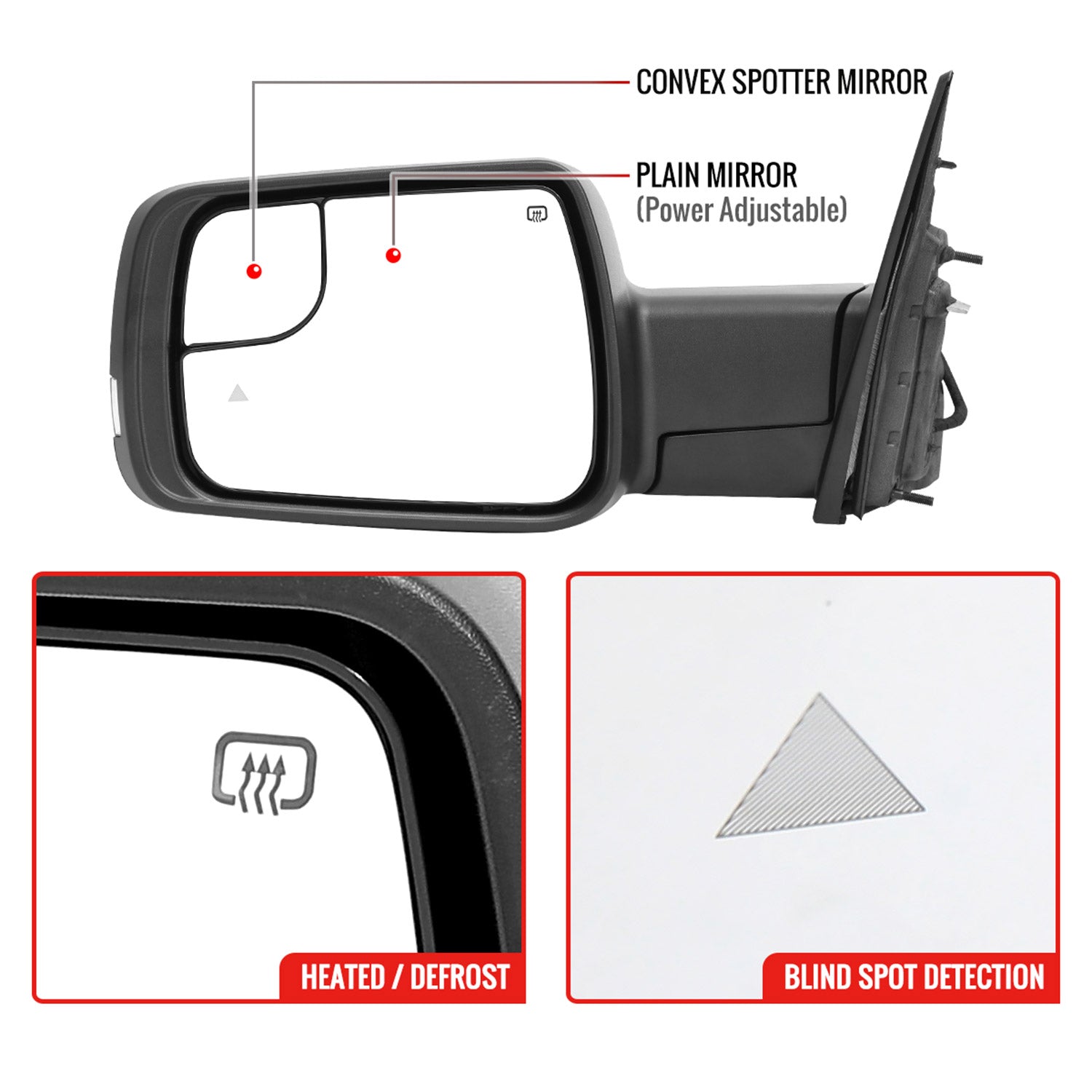 2019-2024 Dodge RAM 1500 Chrome Auto-Fold Side Mirror Driver Side