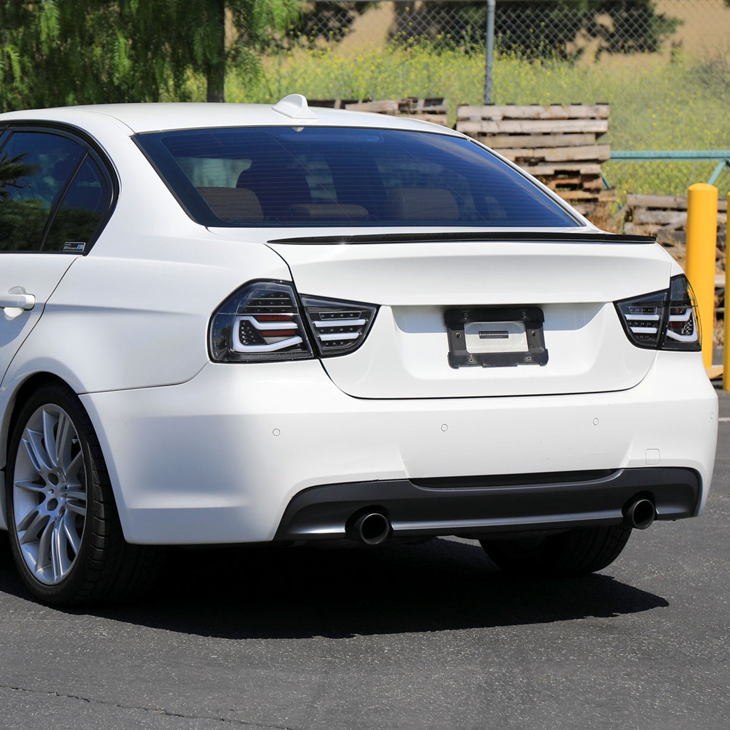 2009-2011 BMW E90 3-Series 4Dr Sedan Red LED Tail Light Matte Black/Clear Lens