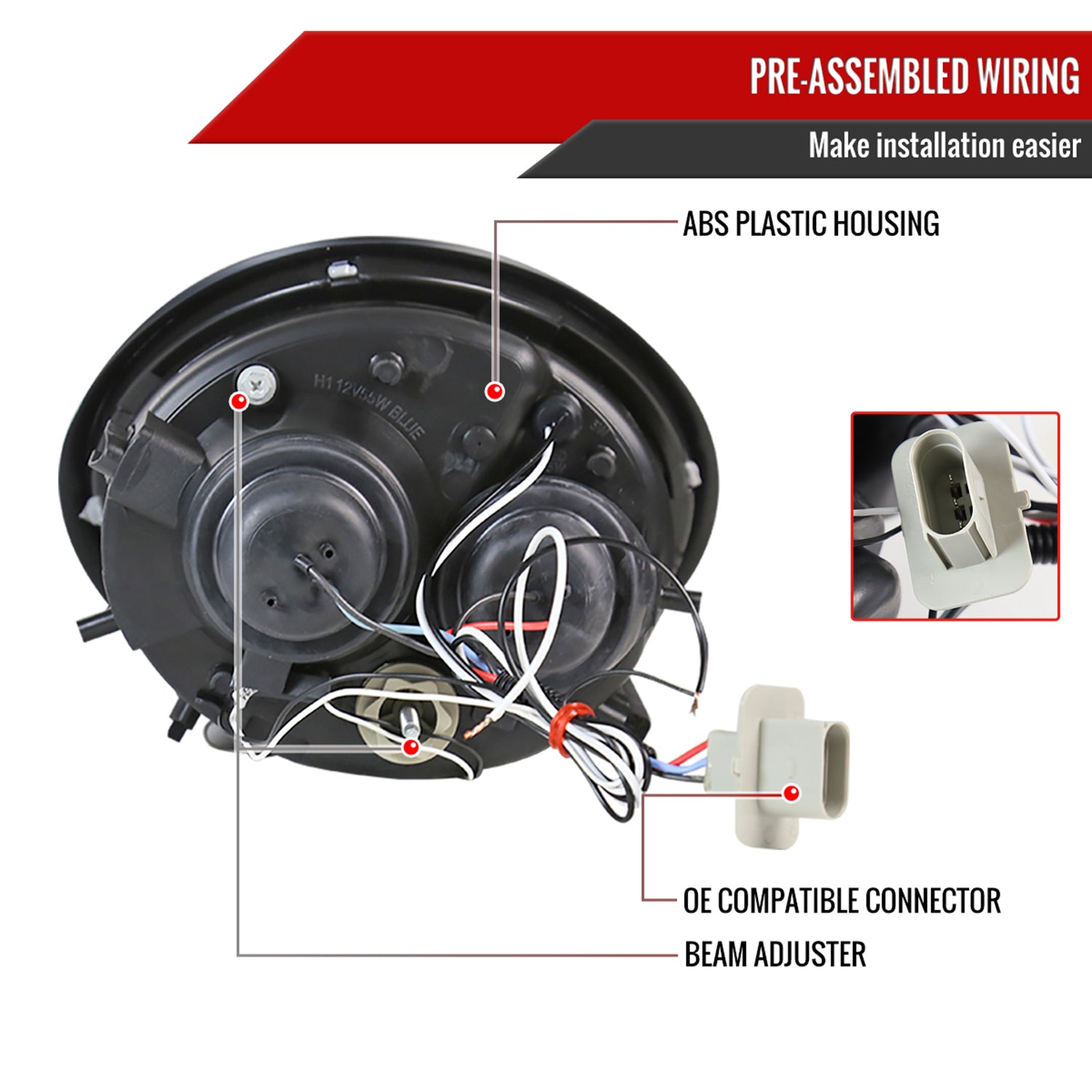 1998-2005 VW Beetle Halo Projector Headlights Chrome/Clear Lens