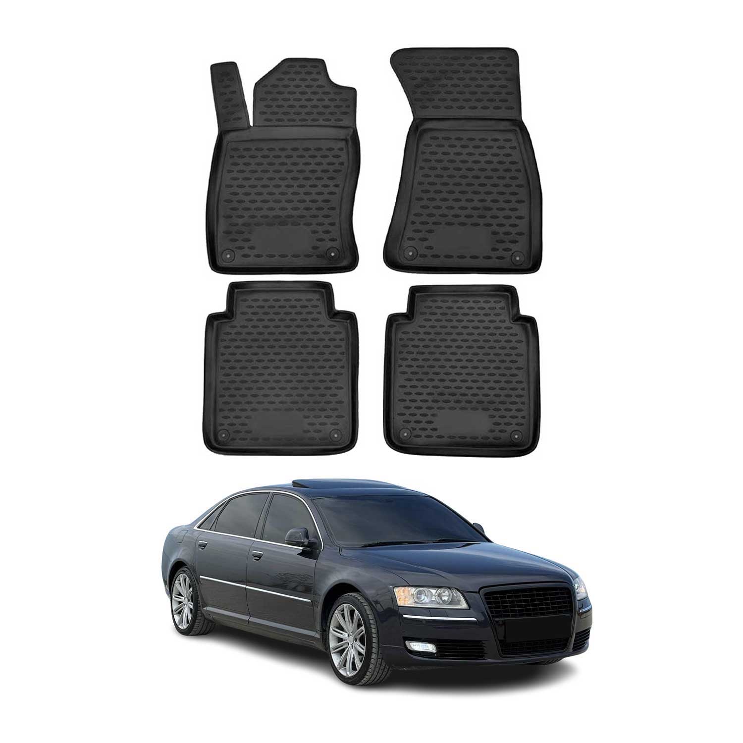 2002-2010 Audi A8 L Floor Mats Liners Full Set All Weather Black