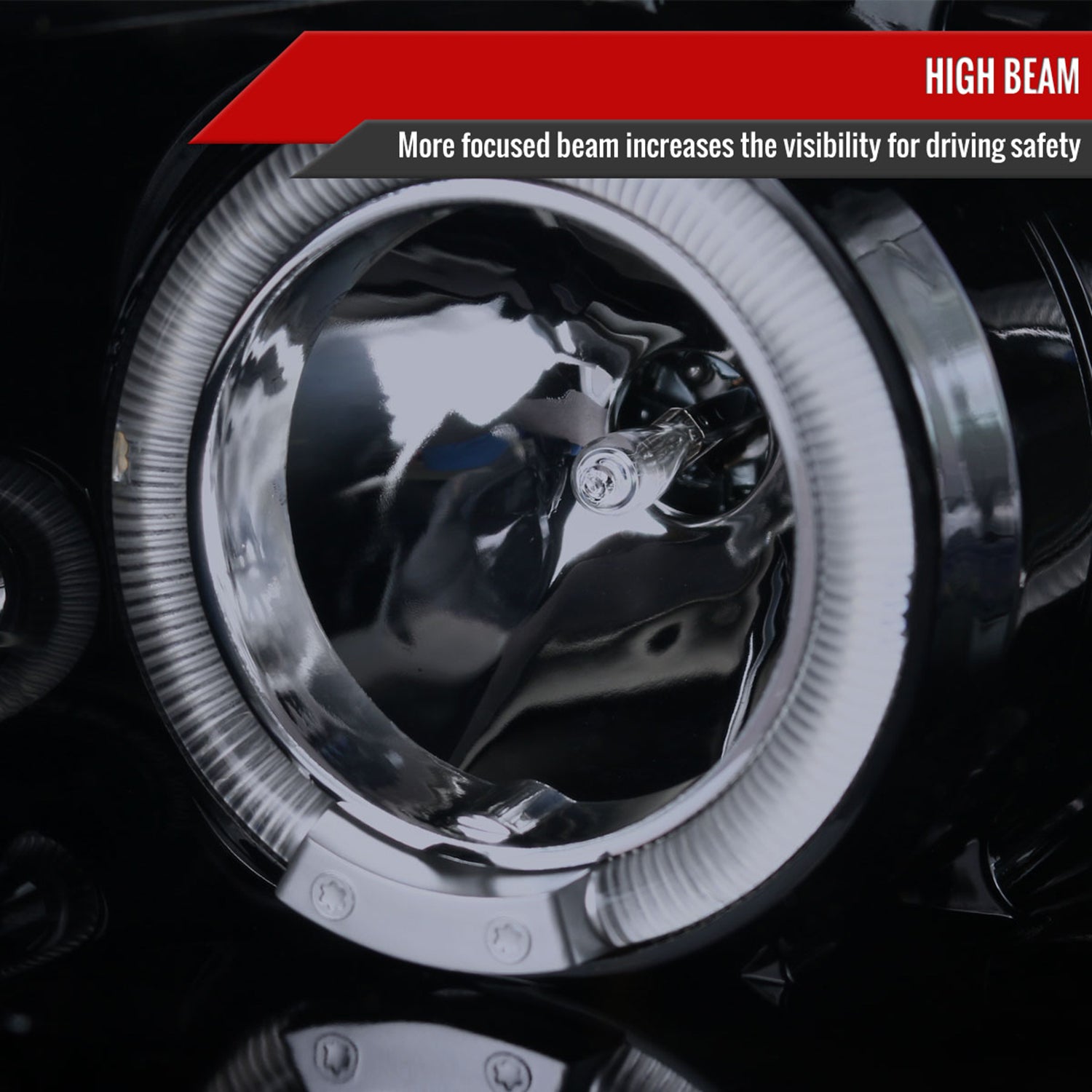 2003-2007 Honda Accord Dual Halo Projector Headlights Glossy Black/Smoke Lens