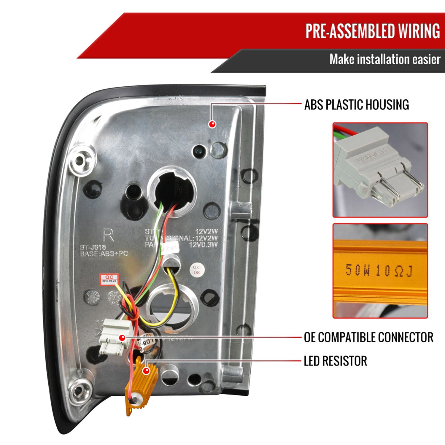 2006-2011 Ford Ranger LED Tail Lights Chrome Housing/Smoke Lens