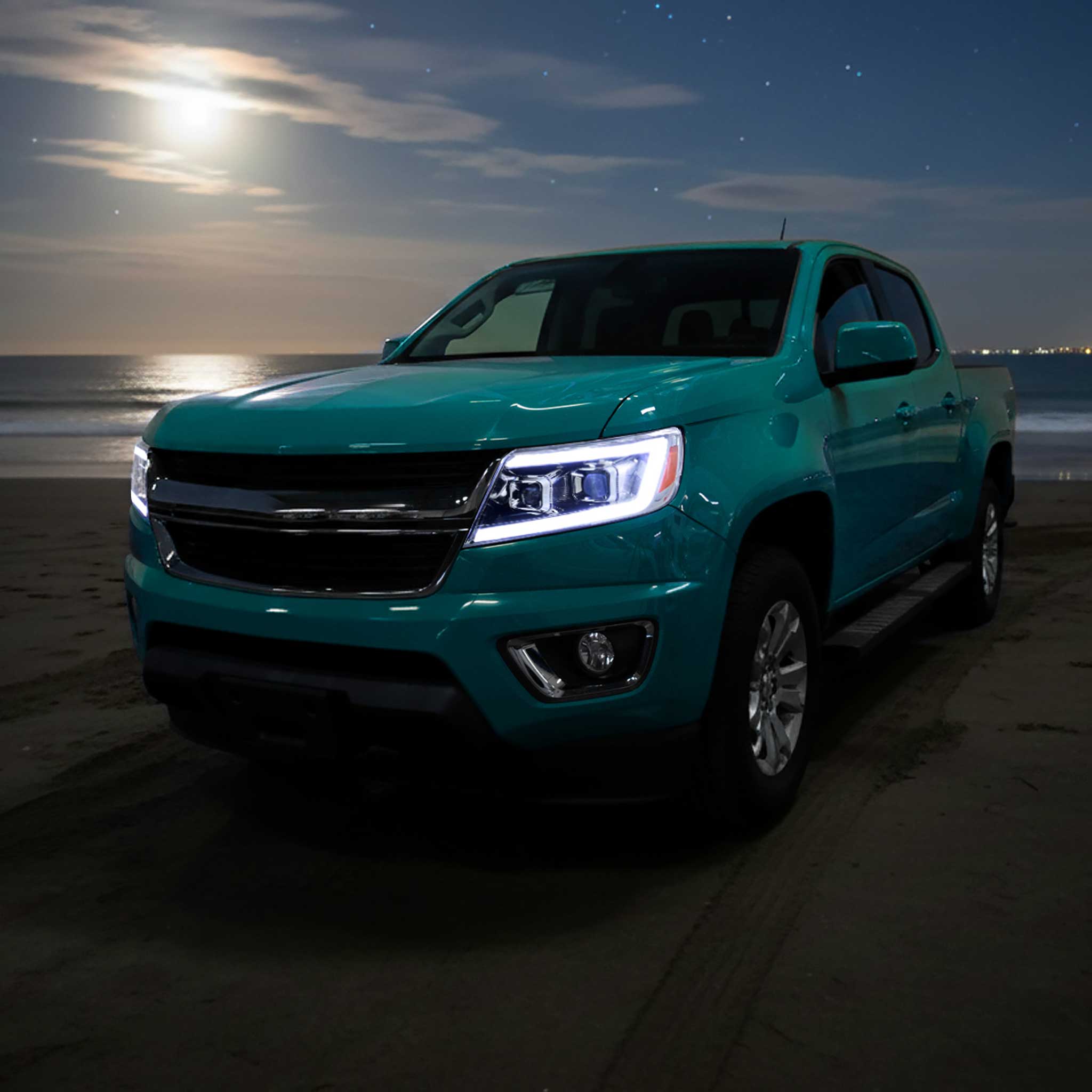 For Chevrolet Colorado 2015-2022 Headlights LED DRL Light Strip Turn Signal Side Marker Chrome Housing Clear Lens