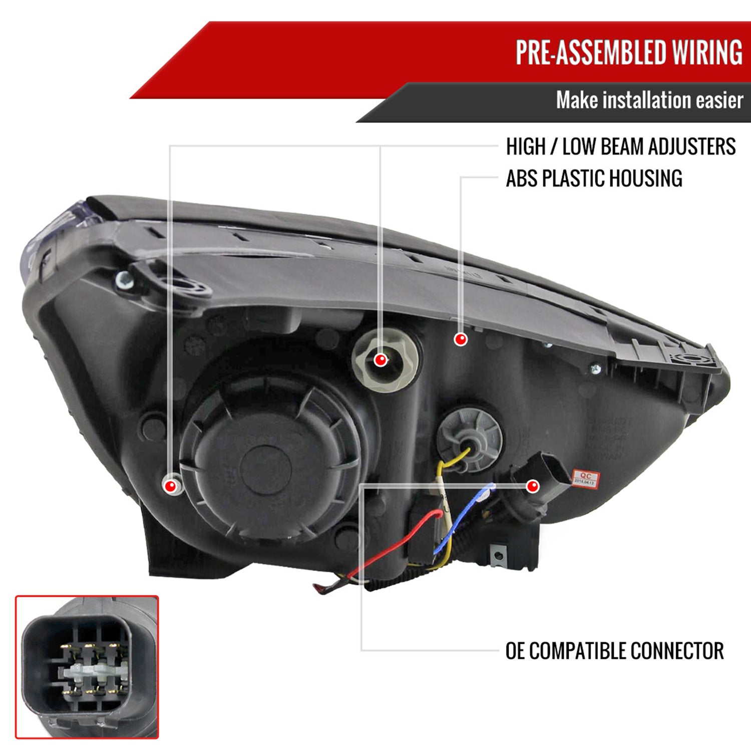 2010-2013 Hyundai Tucson Projector Headlights LED Light Strip Matt Black/Clear