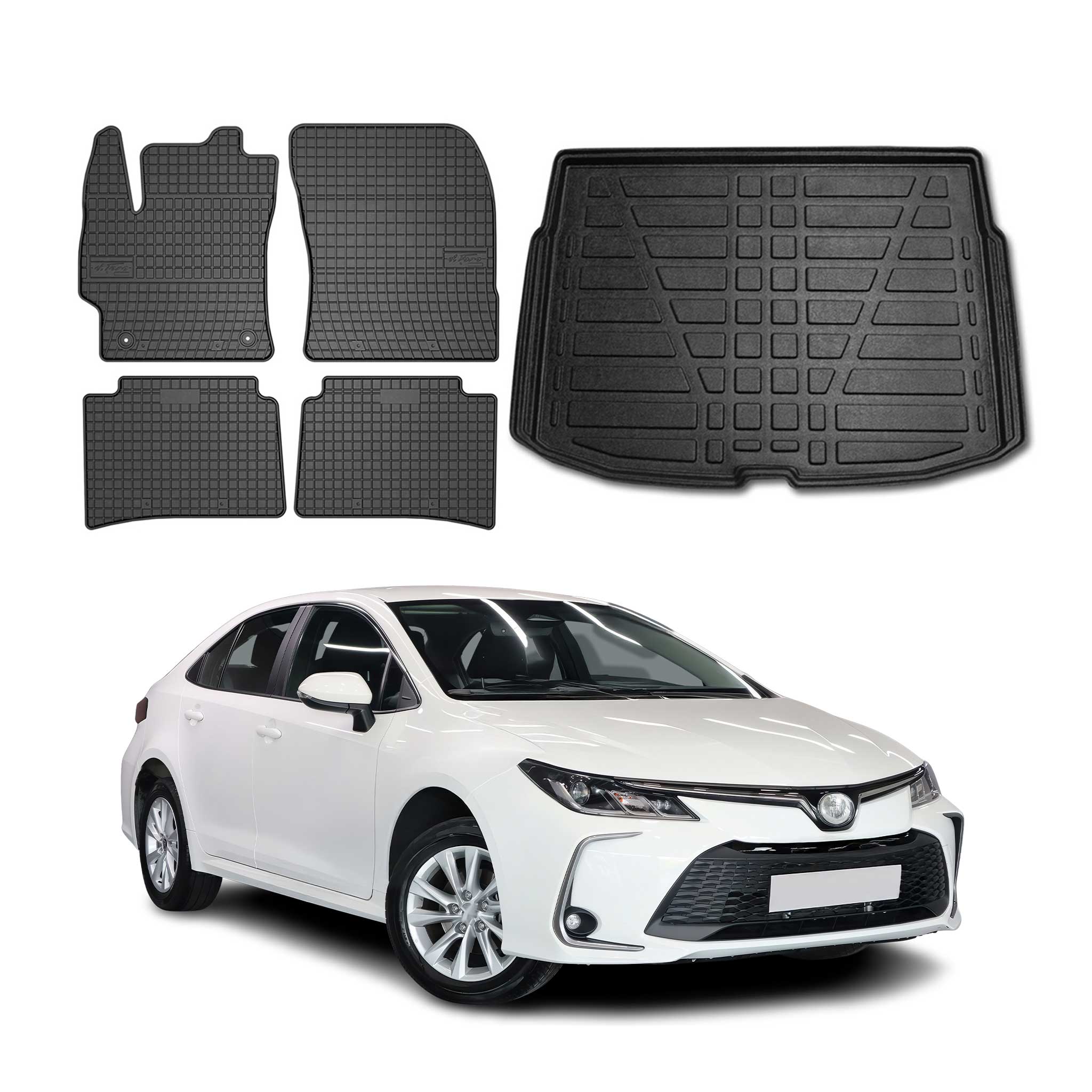 2019-2025 Toyota Corolla Floor Mats & Cargo Liner Full Set All Weather Black
