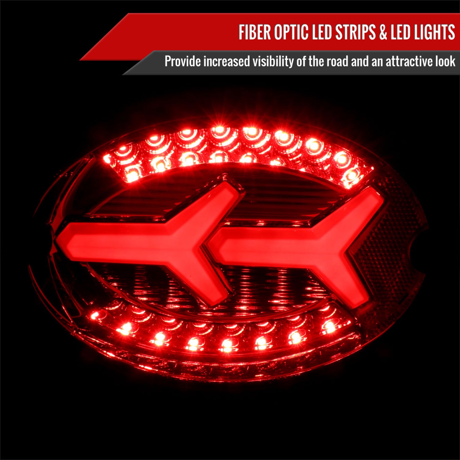 1997-2004 Chevy Corvette C5 4 PC LED Bar Tail Lights Chrome/Red Lens