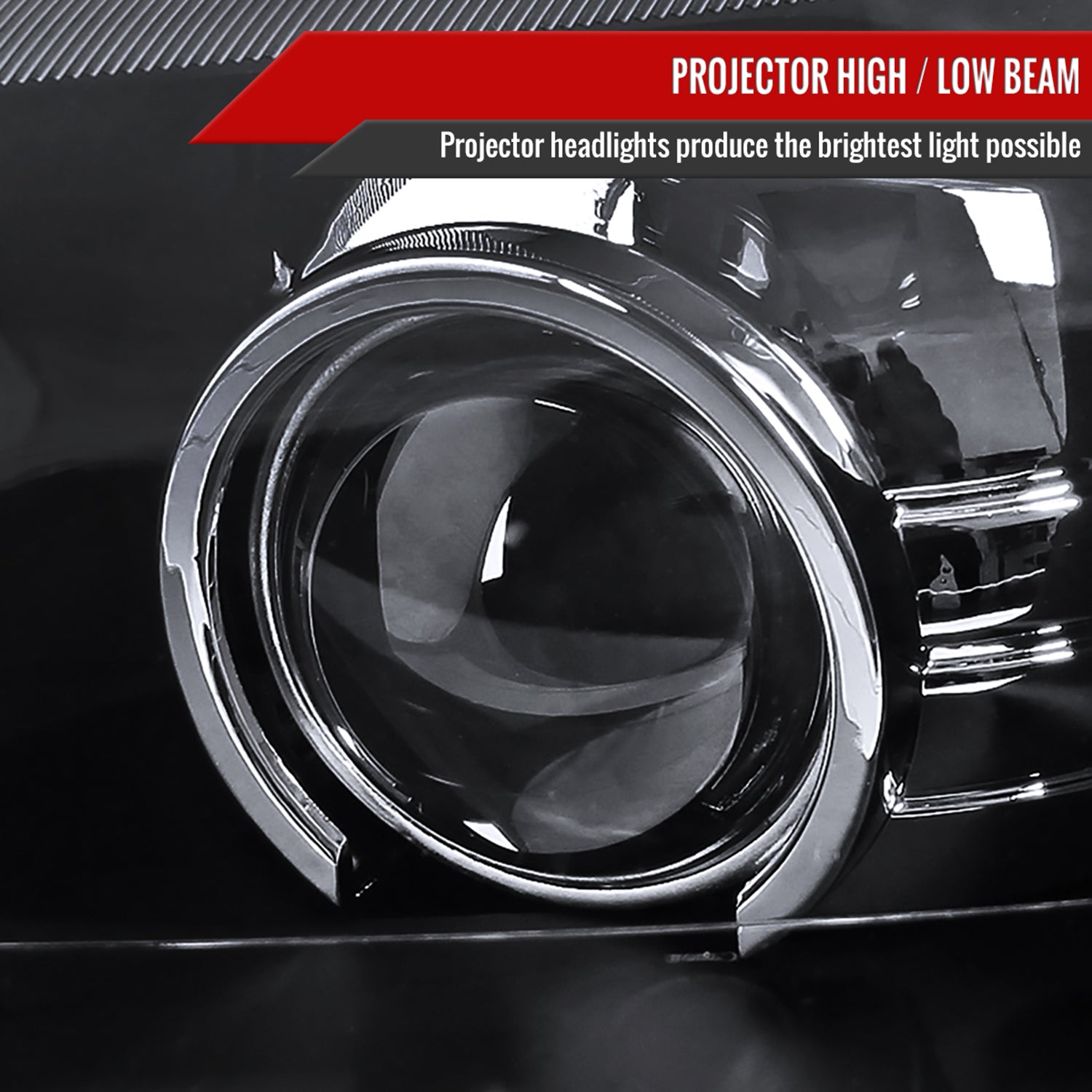 1999-2004 Ford Mustang Projector Headlights Amber Reflectors Matt Black/Clear