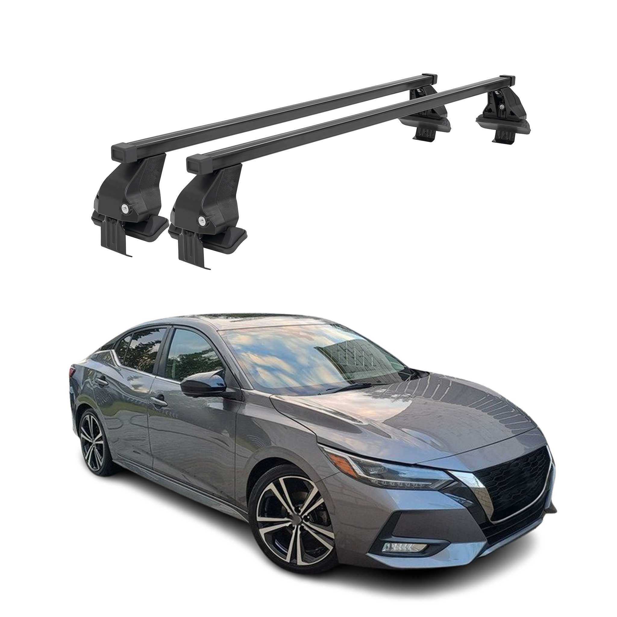 Top Roof Racks Cross Bars for Nissan Sentra 8.gen 2020-2025 Steel Black 2x