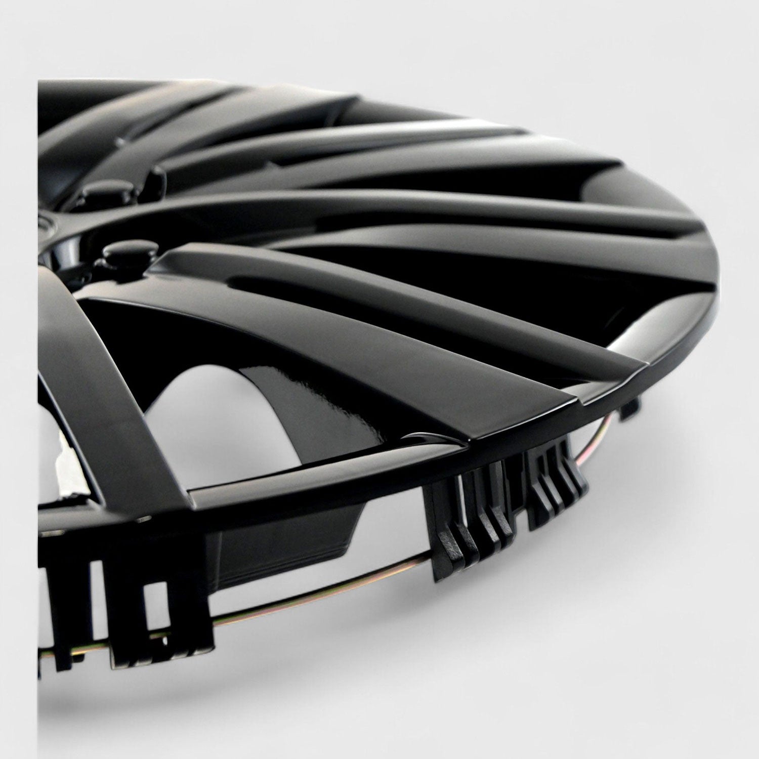 Semi-Universal Wheel Cover Hubcaps Set Gloss Black 4Pcs PP