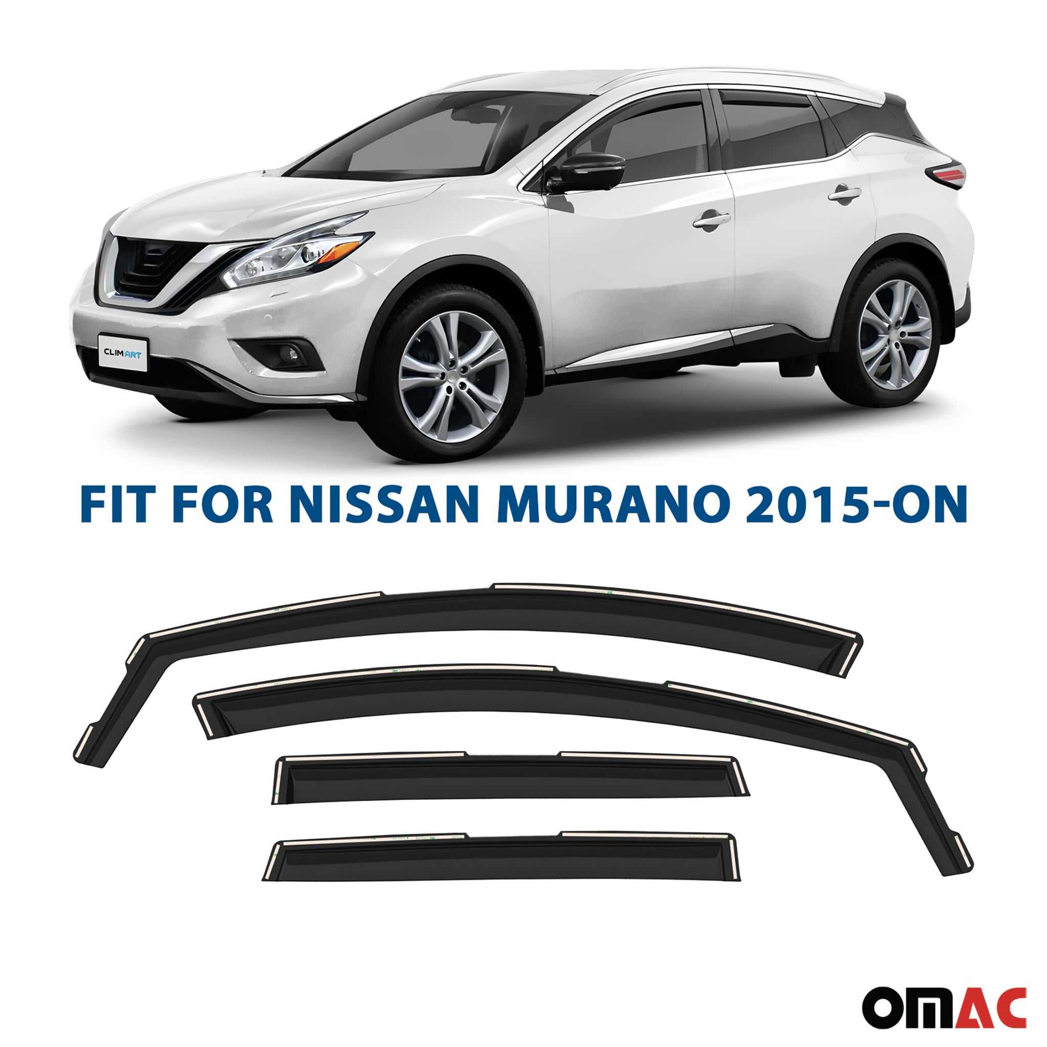 Clim Art Wind Deflectors for Nissan Murano 2015-2024 Shatterproof Dark Smoke 4x