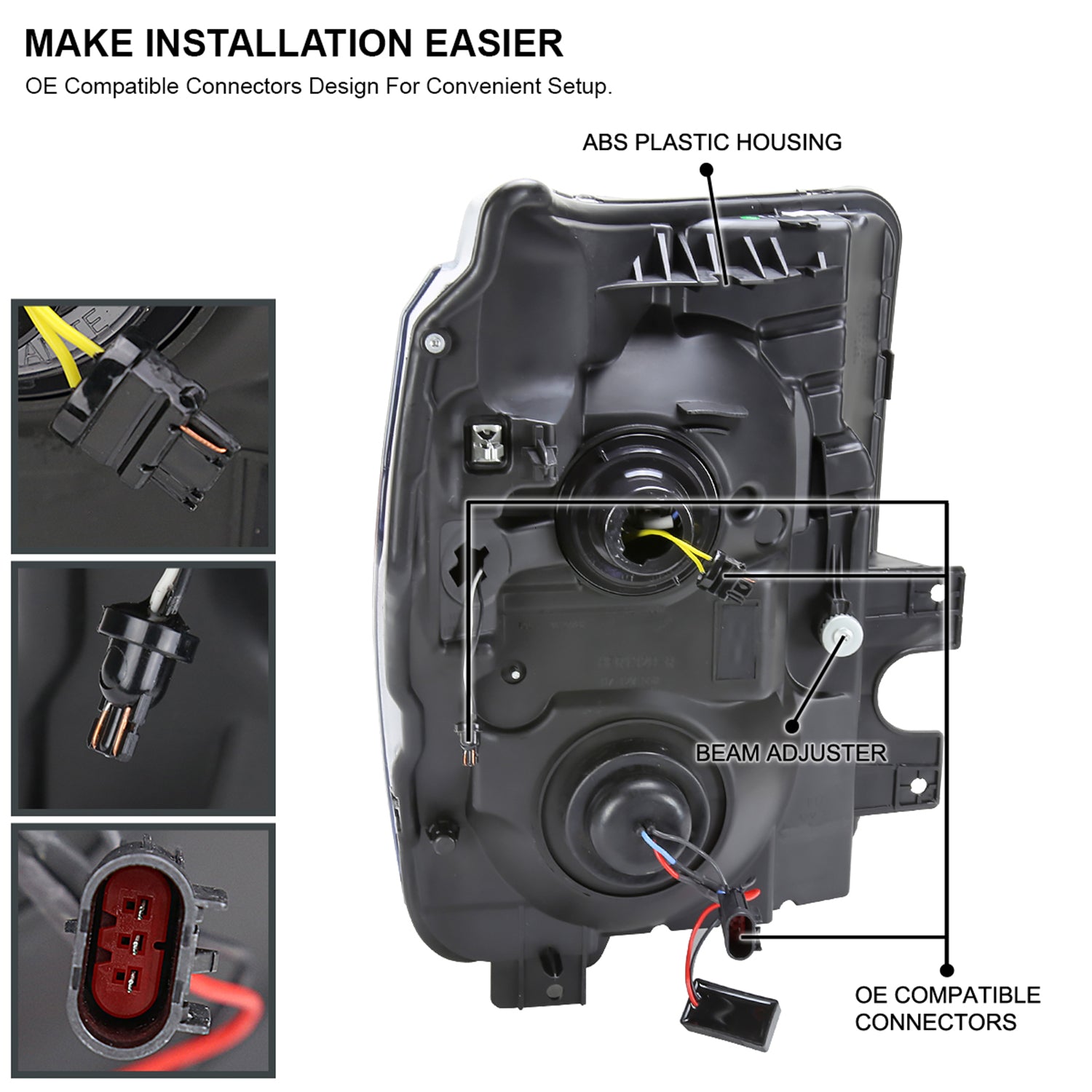 2011-2016 Ford F-250/350/450/550 LED CBar Projector Headlights White Housing