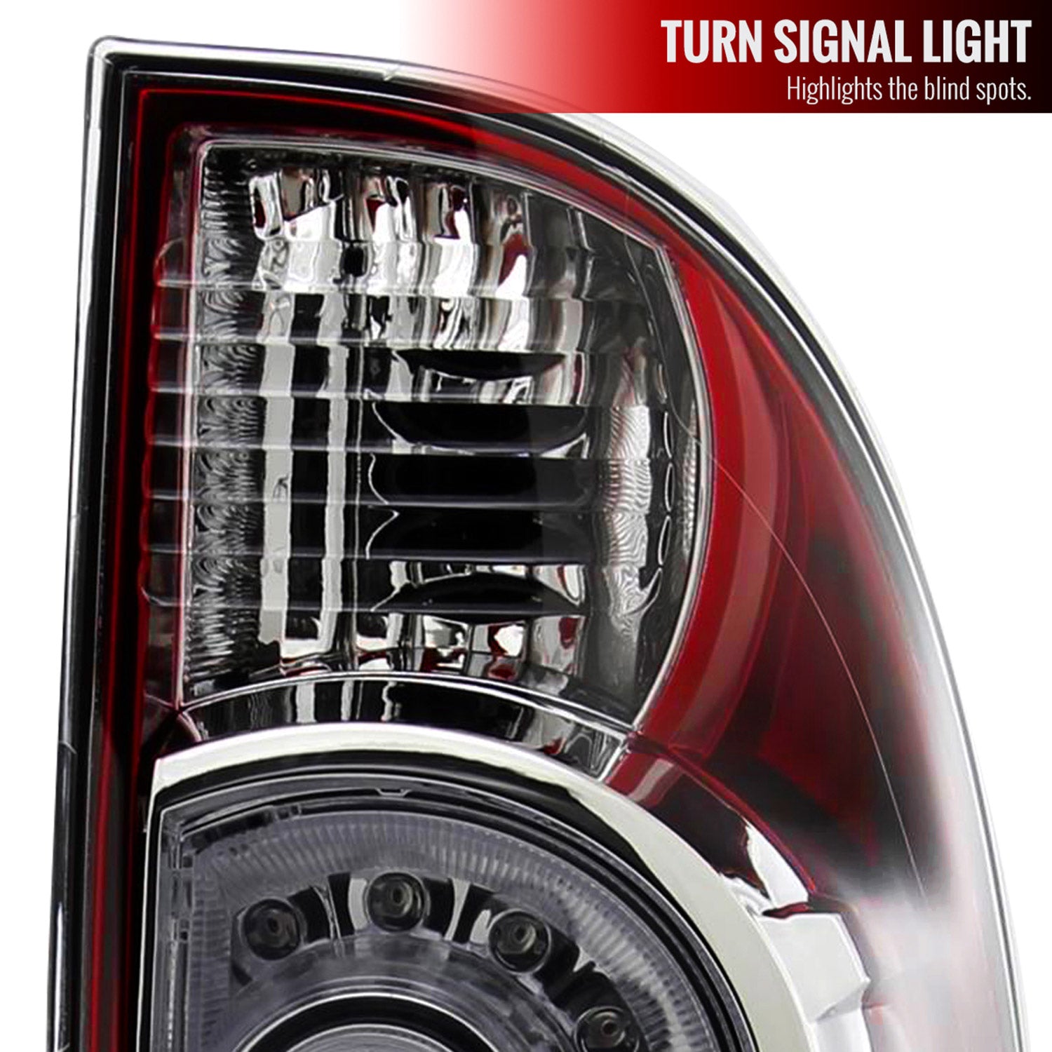 2005-2015 Toyota Tacoma LED Tail Lights Chrome Housing/Red Clear Lens