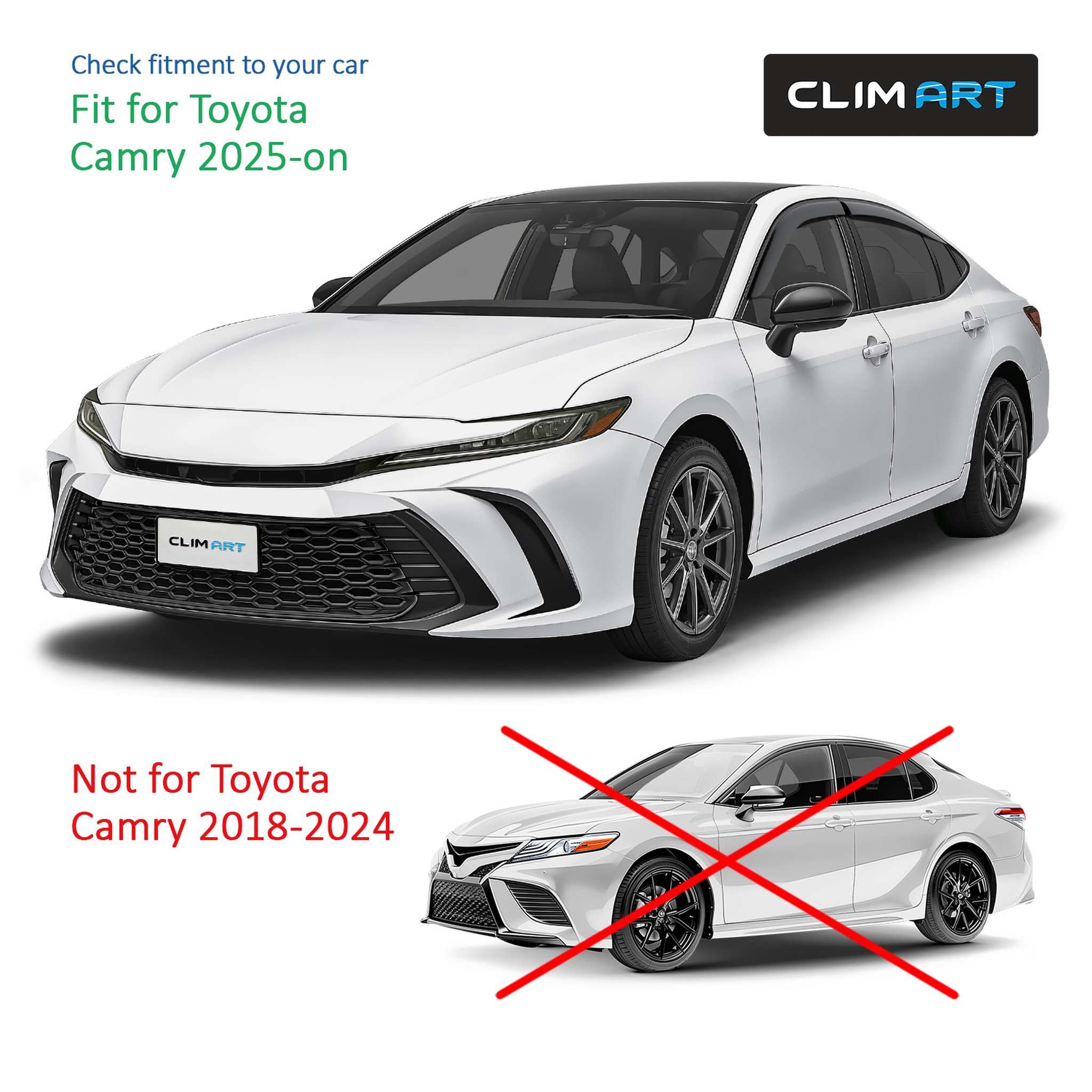 Clim Art Wind Deflectors for Toyota Camry 2025-2026 Sedan Tape-On Dark Smoke 4x