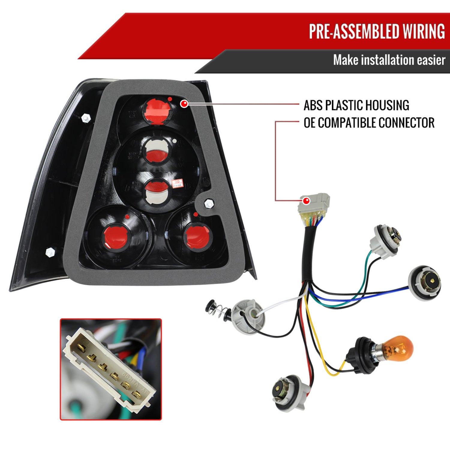 1999-2005 VW Jetta/Bora Mk4 Sedan Tail Lights Matte Black/Clear Lens