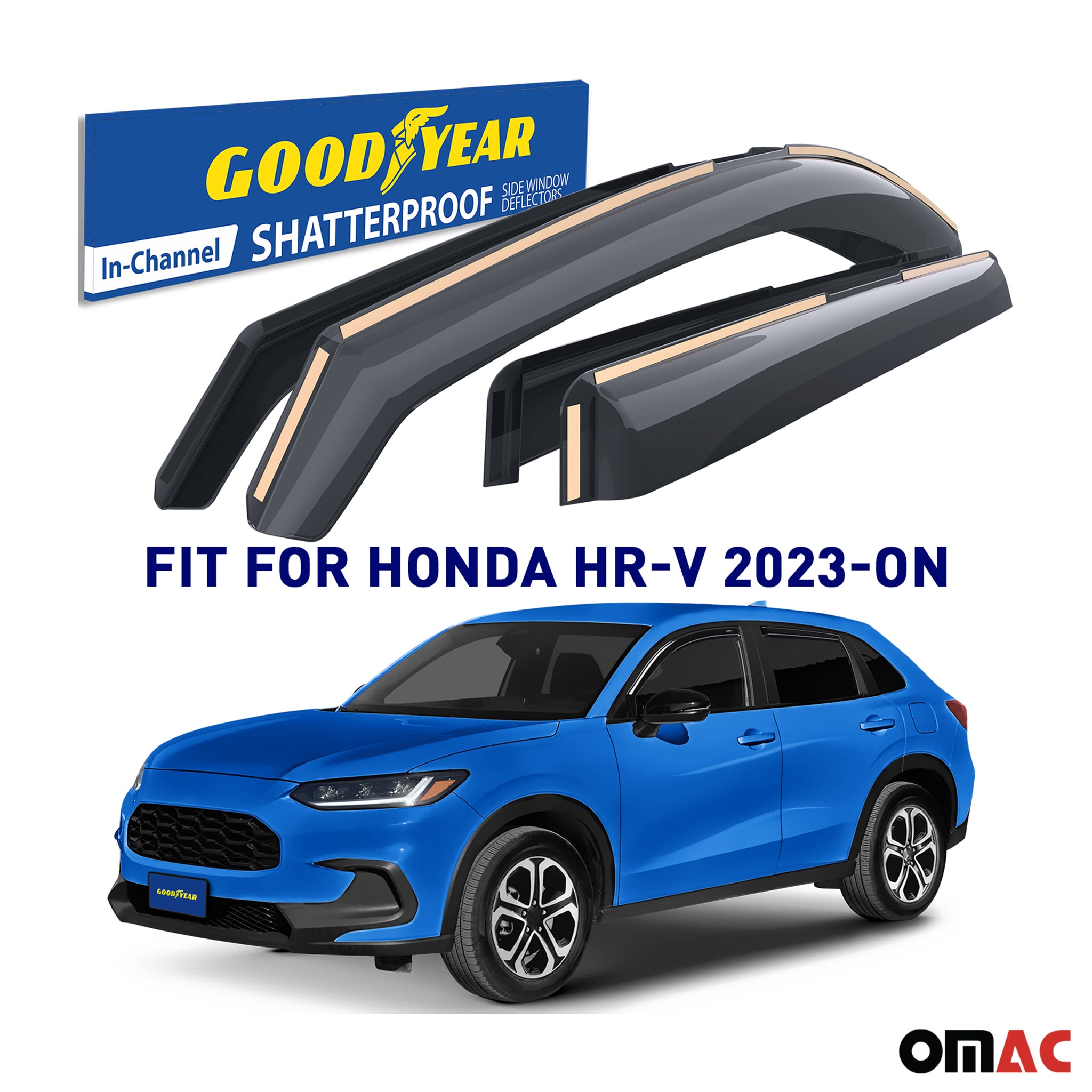 Goodyear Wind Deflectors for Honda HR-V 2023-2025 In-channel Premium Smoke 4 pcs