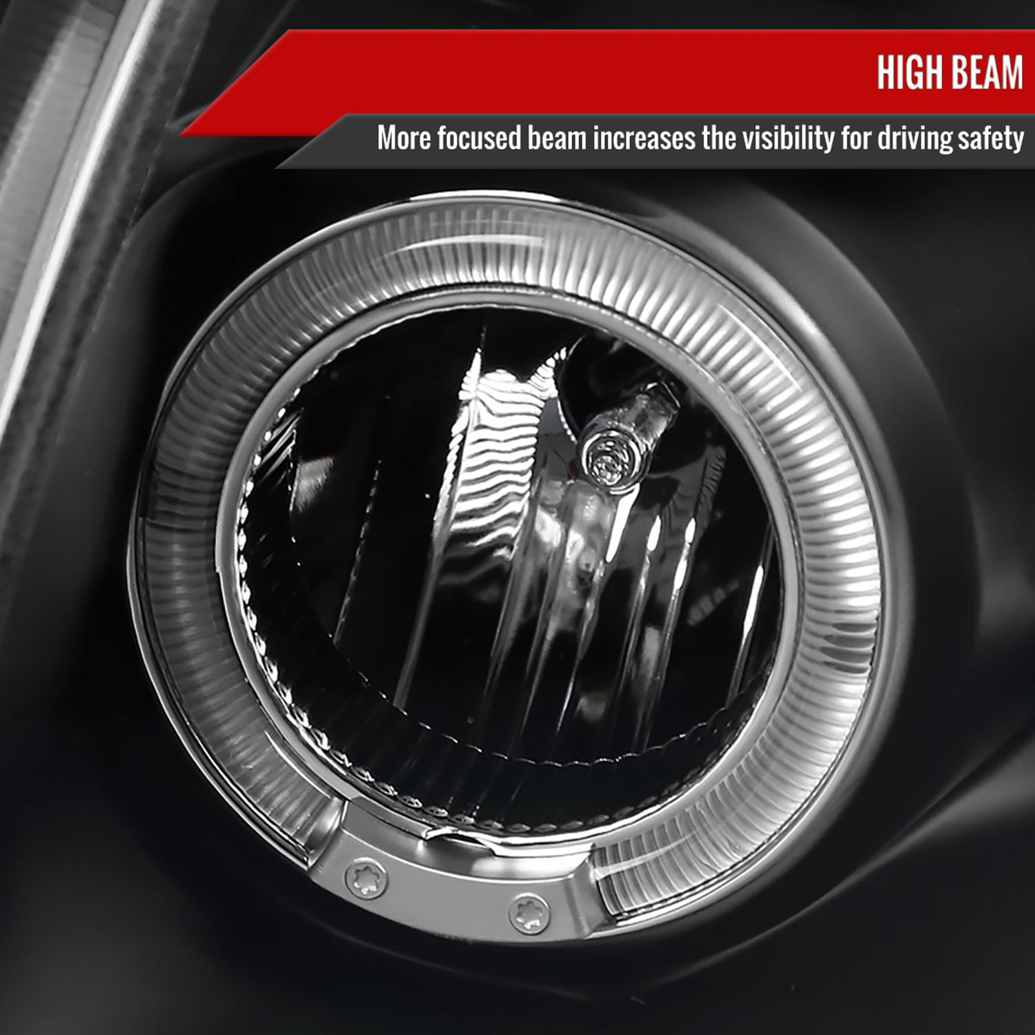 2007-2012 Dodge Caliber Dual Halo Projector Headlights Matte Black/Clear Lens