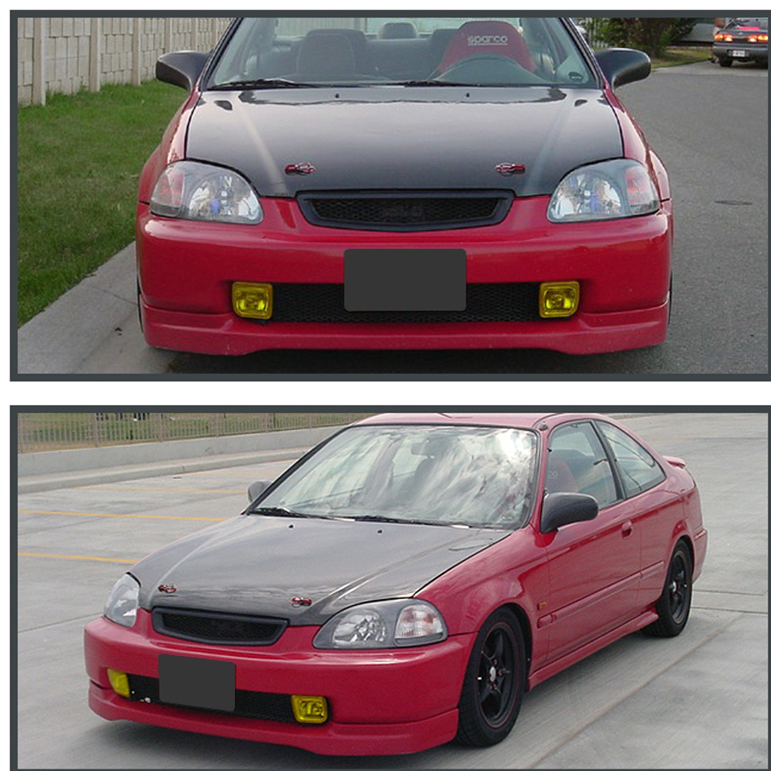 1996-1998 Honda Civic TR Style Black ABS Mesh Grille