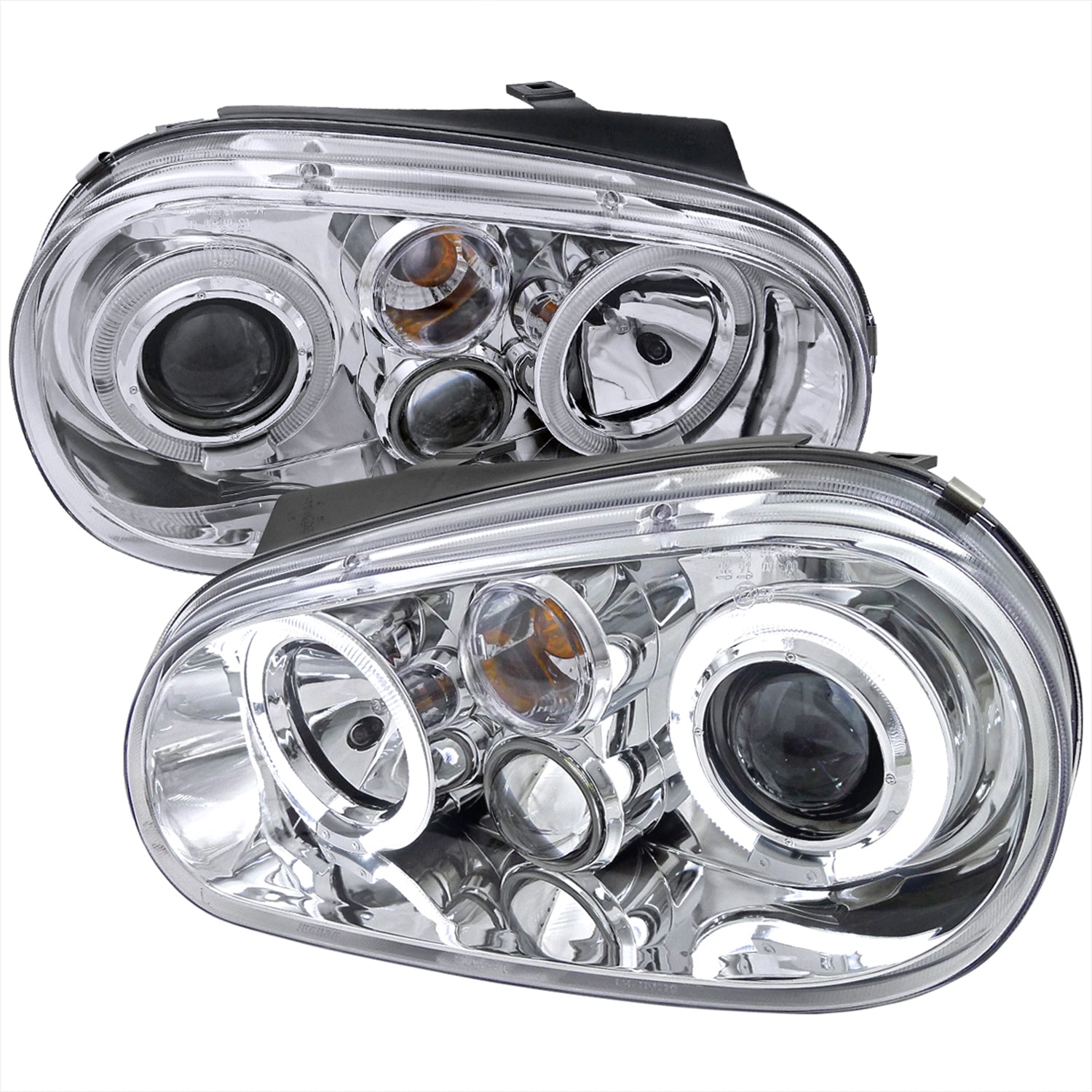 1999-2006 VW Golf Mk4 GTI/R32 Cabrio Dual Halo Projector Headlights Chrome