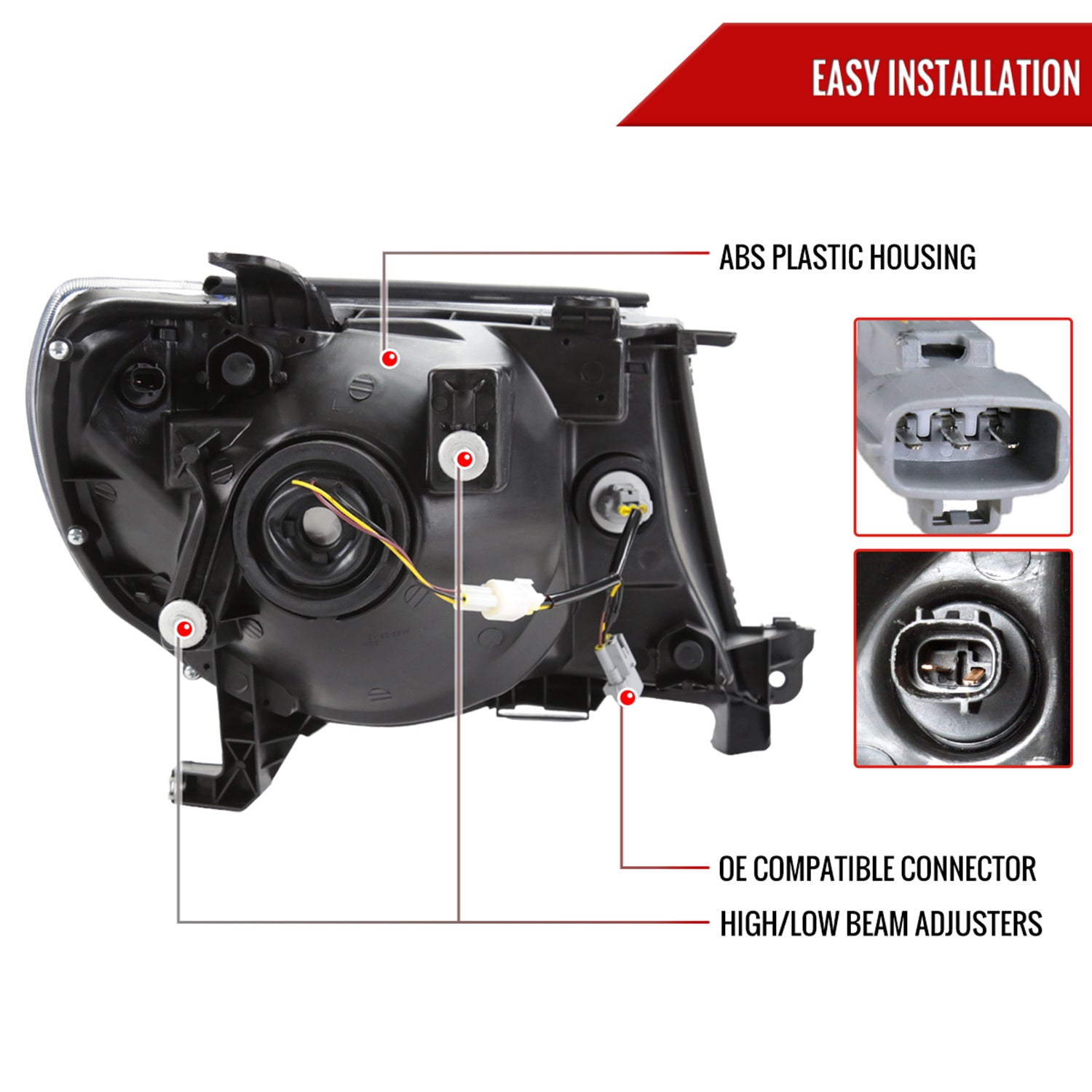 2005-2011 Toyota Tacoma LED Bar Factory Style Headlights Chrome/Clear Lens