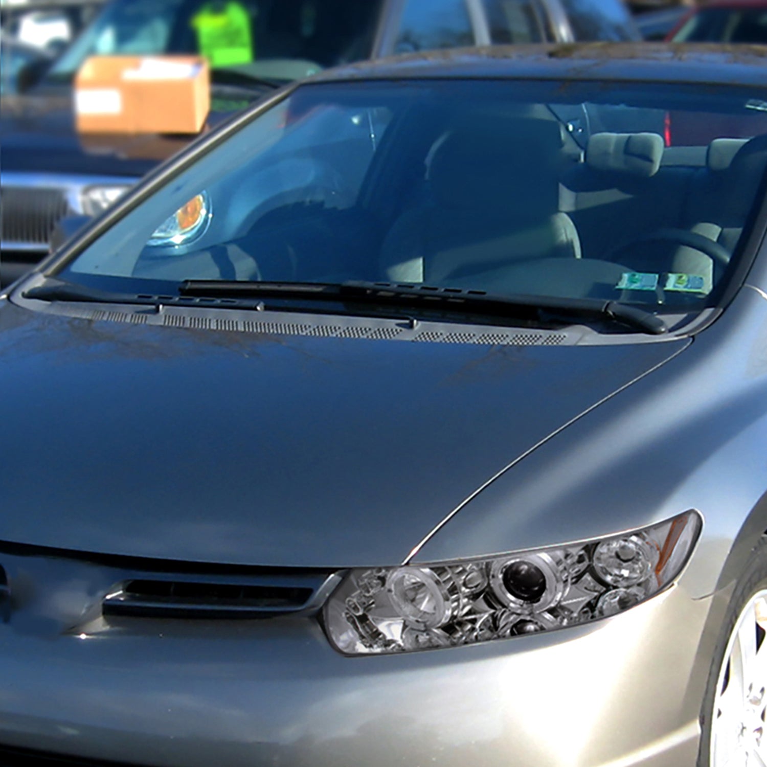 2006-2011 Honda Civic Coupe Dual Halo Projector Headlights Chrome/Clear Lens