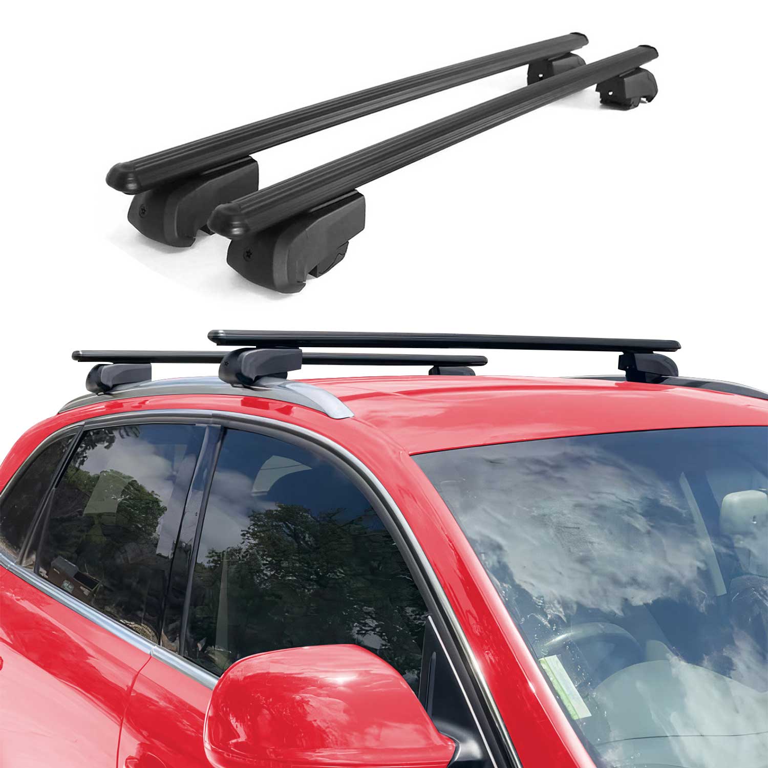 Black Roof Rail Rack Cross Bars 50" Aluminum Luggage Carrier