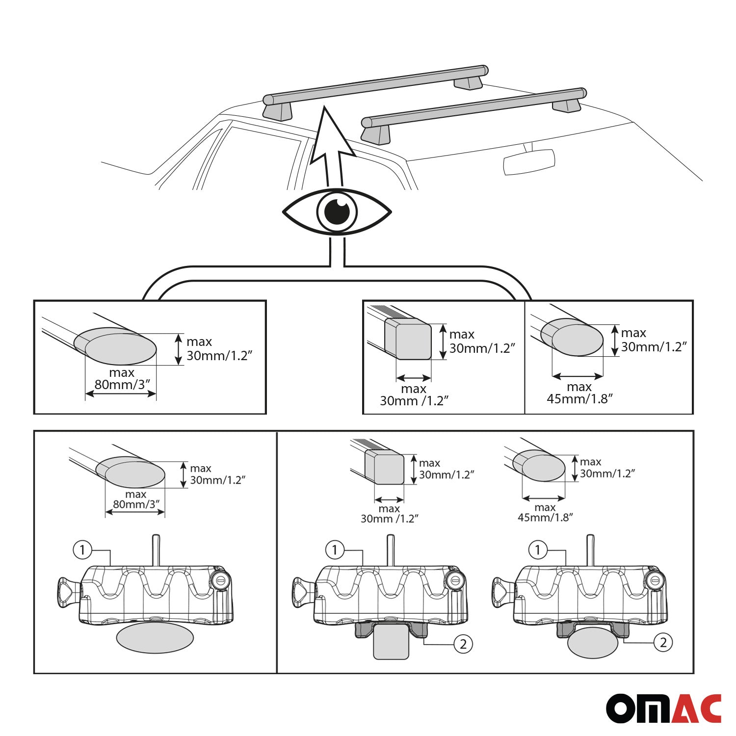 Menabo Clamby 4 Ski Rack Roof Rack Ski Snowboards Fixing Kit