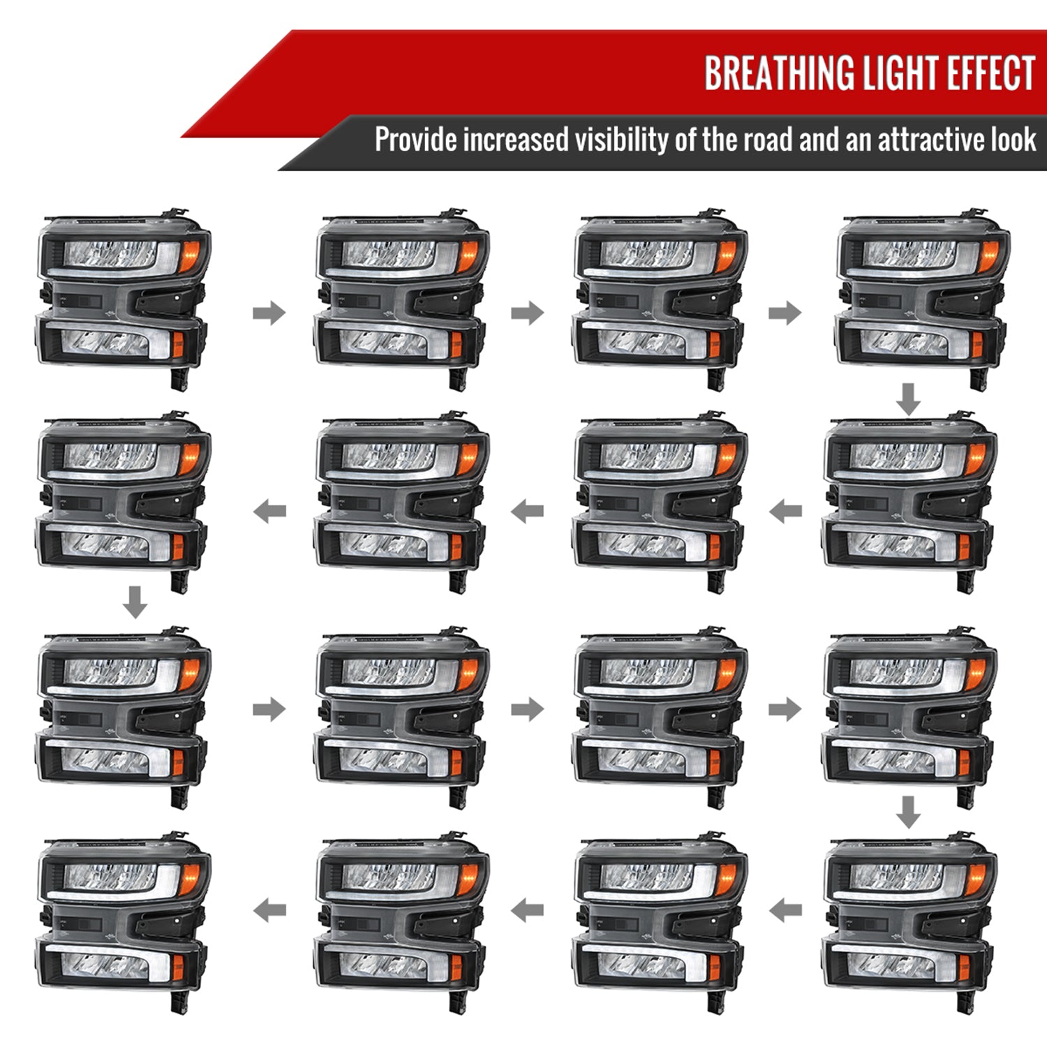 2019-2021 Chevy Silverado 1500 Full LED Projector Headlights LED Signal Black
