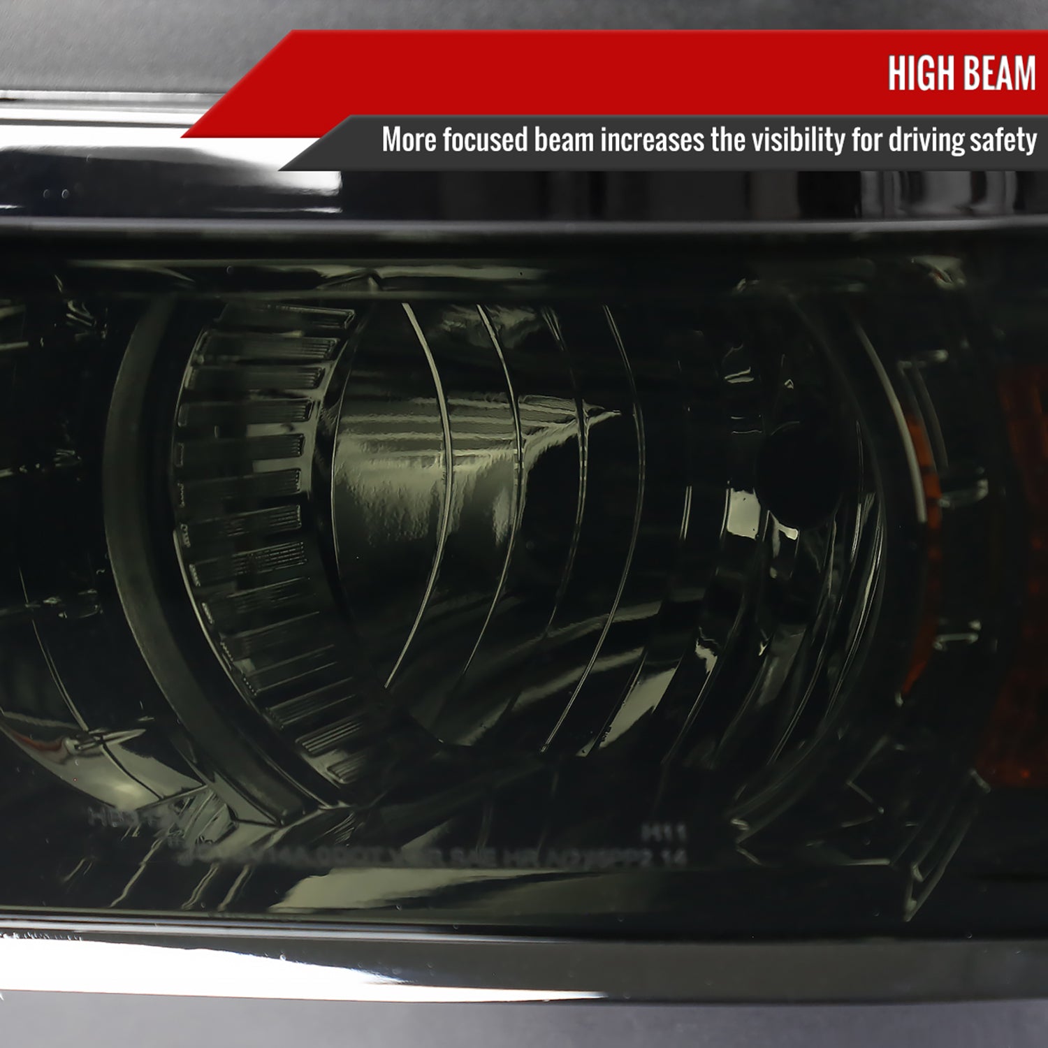 2014-2015 Chevy Silverado 1500 Projector Headlights Glossy Black/Smoke/Chrome