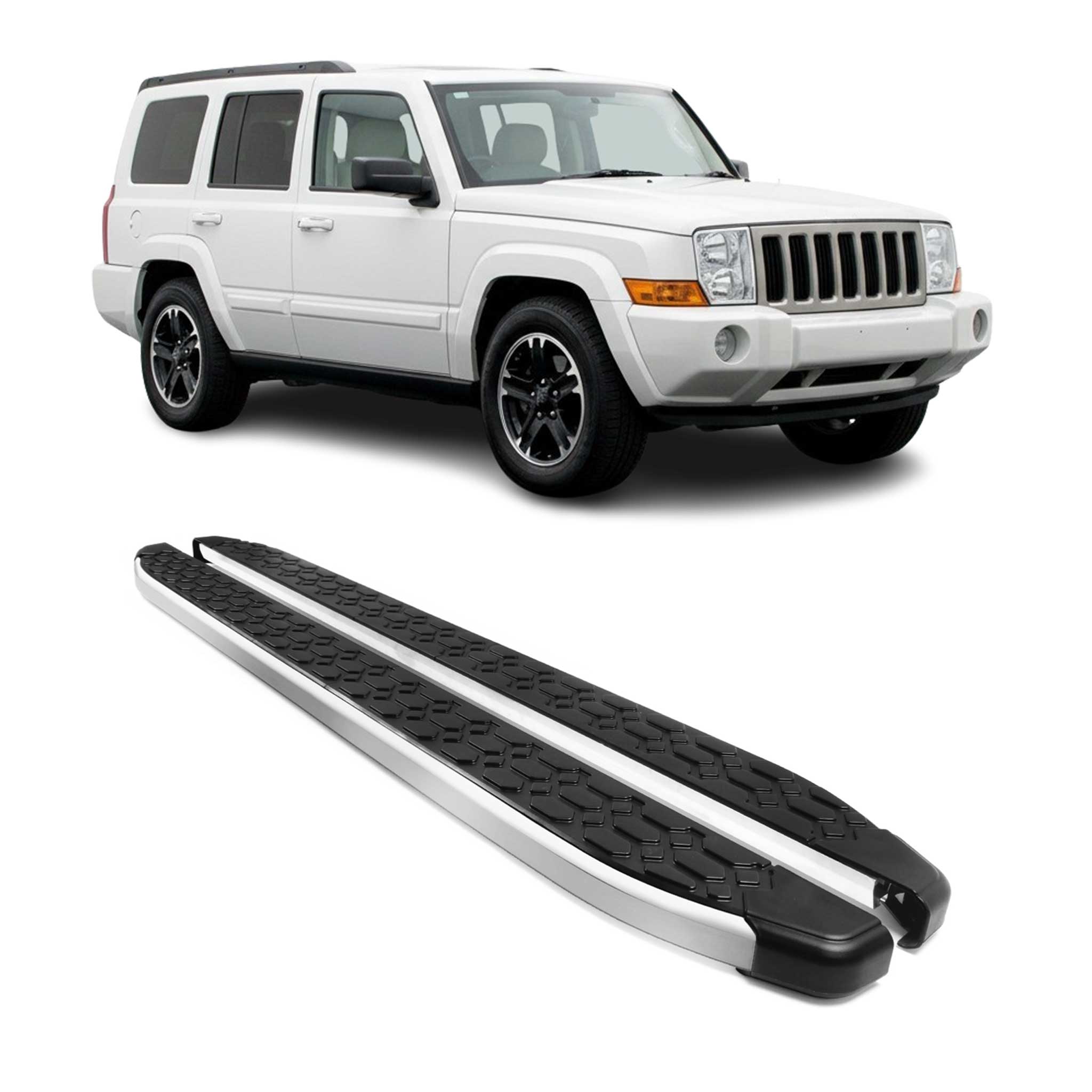 2005-2010 Jeep Commander XK 2004-2011 / Grand Cherokee WK Running Boards Side Steps Silver & Black