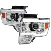2009-2014 Ford F-150 LED Strip Projector Headlights Chrome/Clear Lens