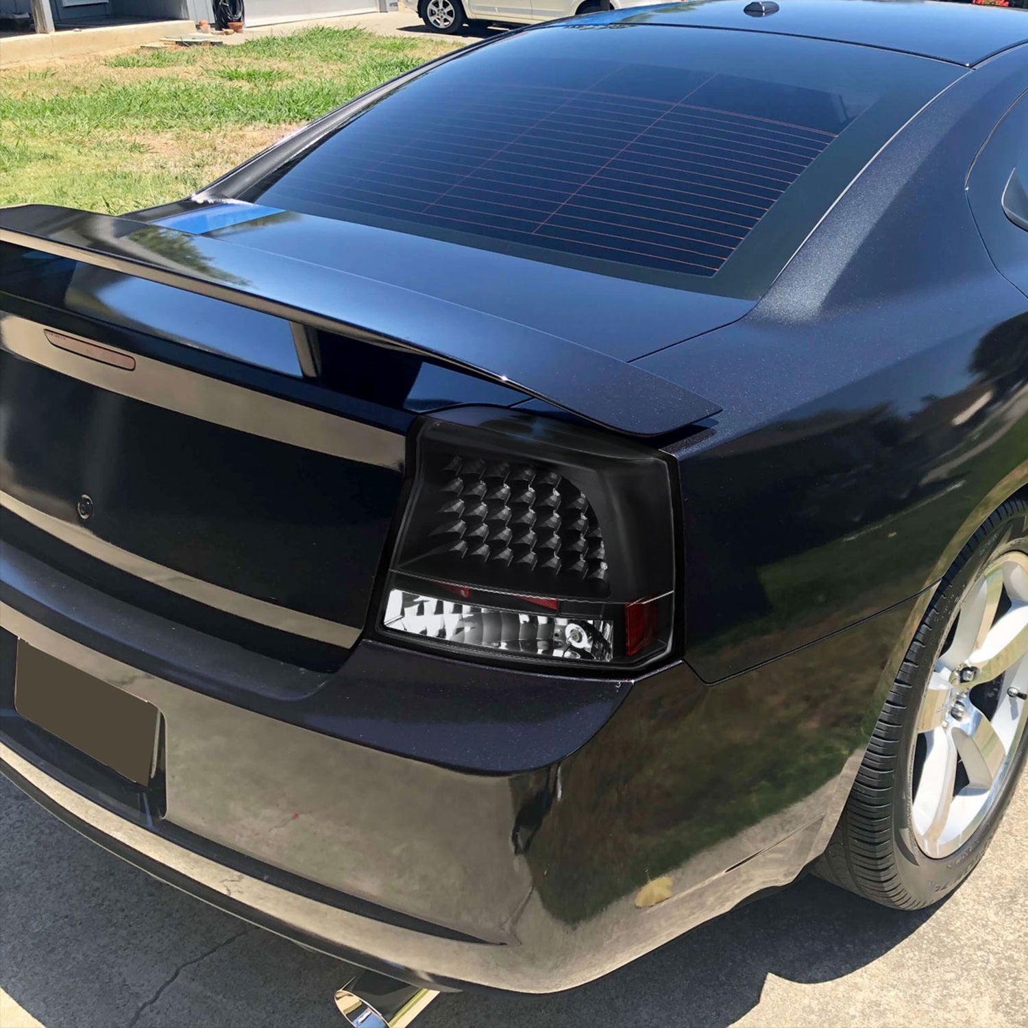 2005-2008 Dodge Charger LED Tail Lights Matte Black Housing/Clear Lens