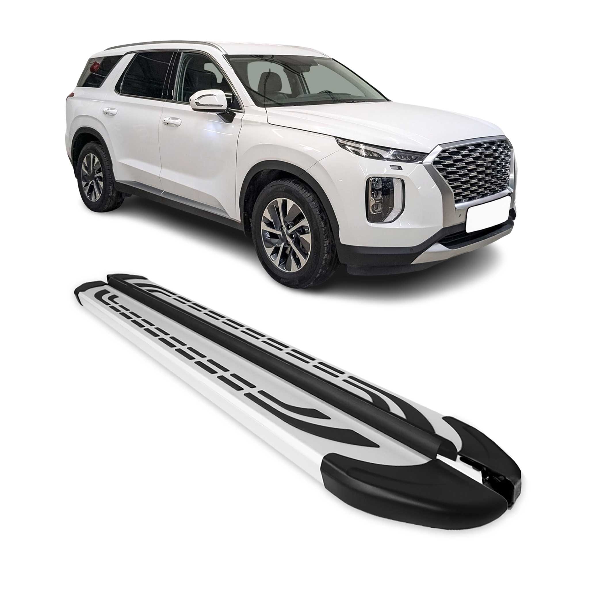2020-2025 Hyundai Palisade Nerf Bar Side Step Running Board Silver 2 Pcs