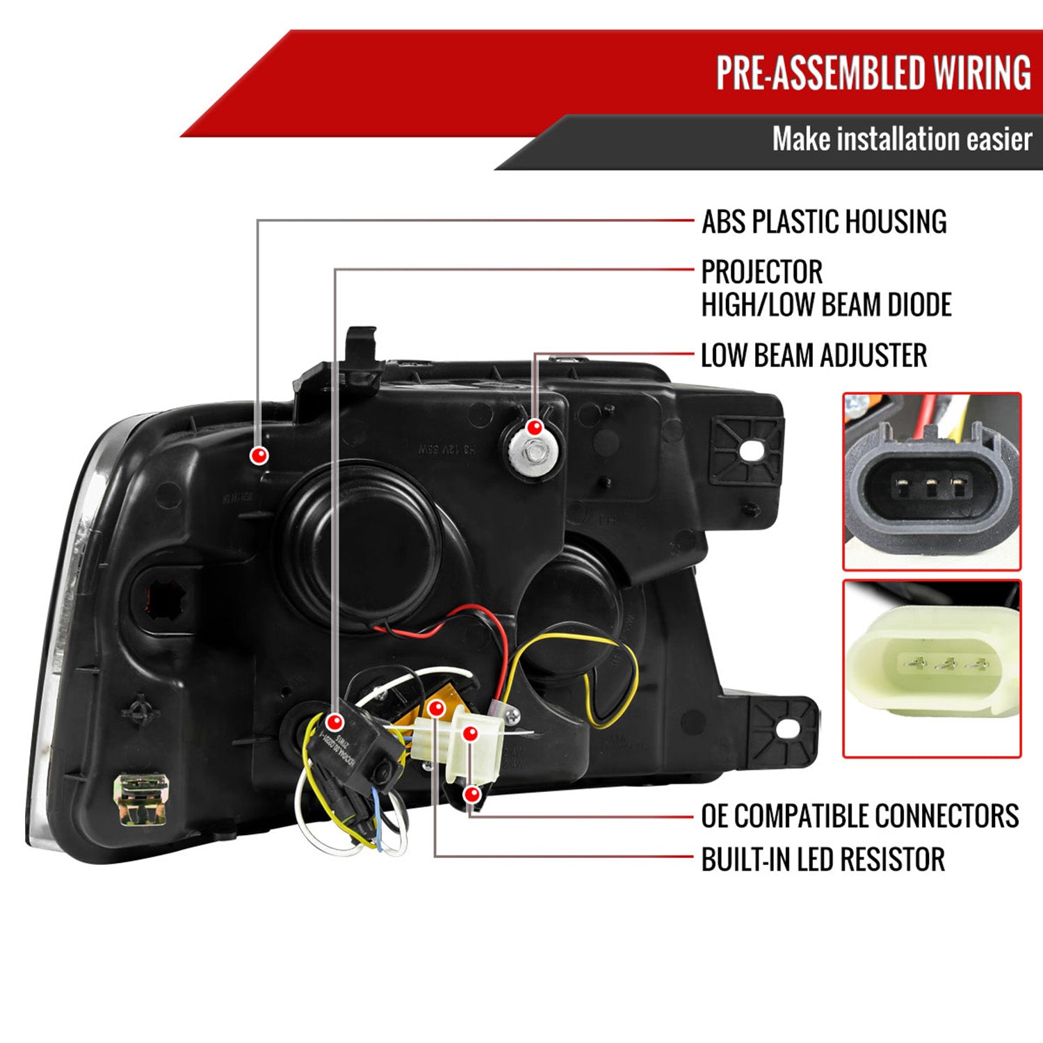 2004-2008 Ford F-150/ Lincoln Mark LT Halo Headlights LED Light& Signal Chrome