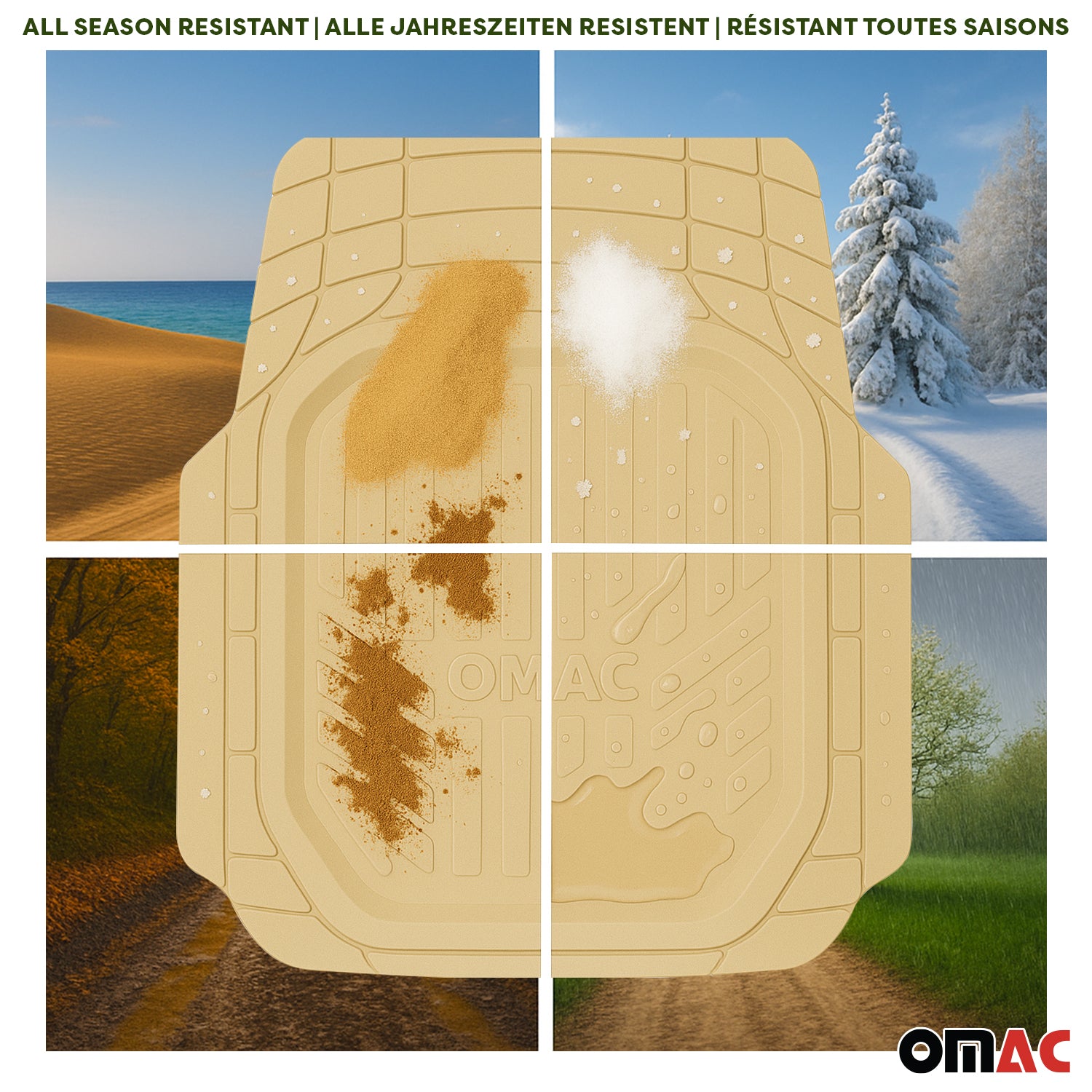 Acura Heavy Duty Trim to fit Floor Mats Liner Tan All Weather 4Pcs