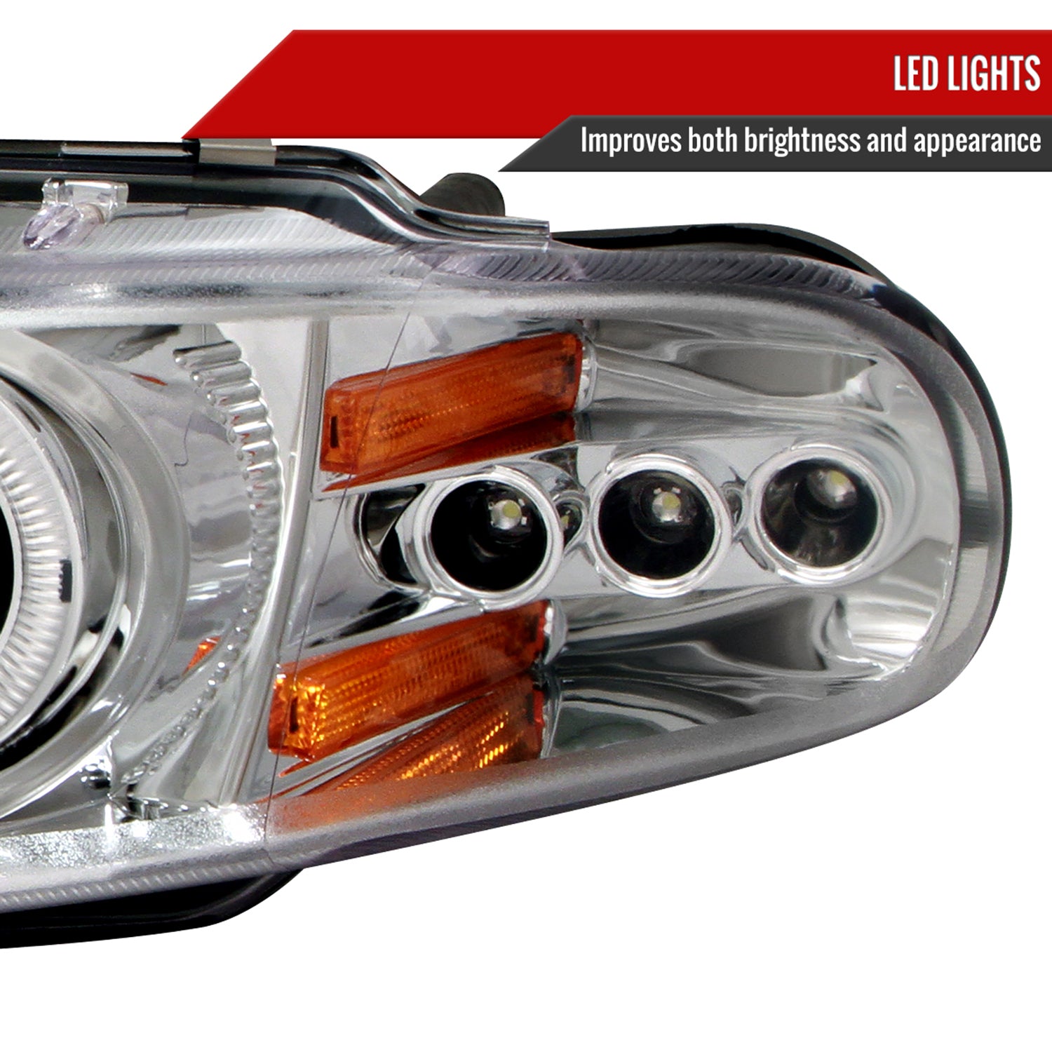 1997-2000 Dodge Avenger Chrysler Sebring Coupe Dual Halo Headlights Chrome