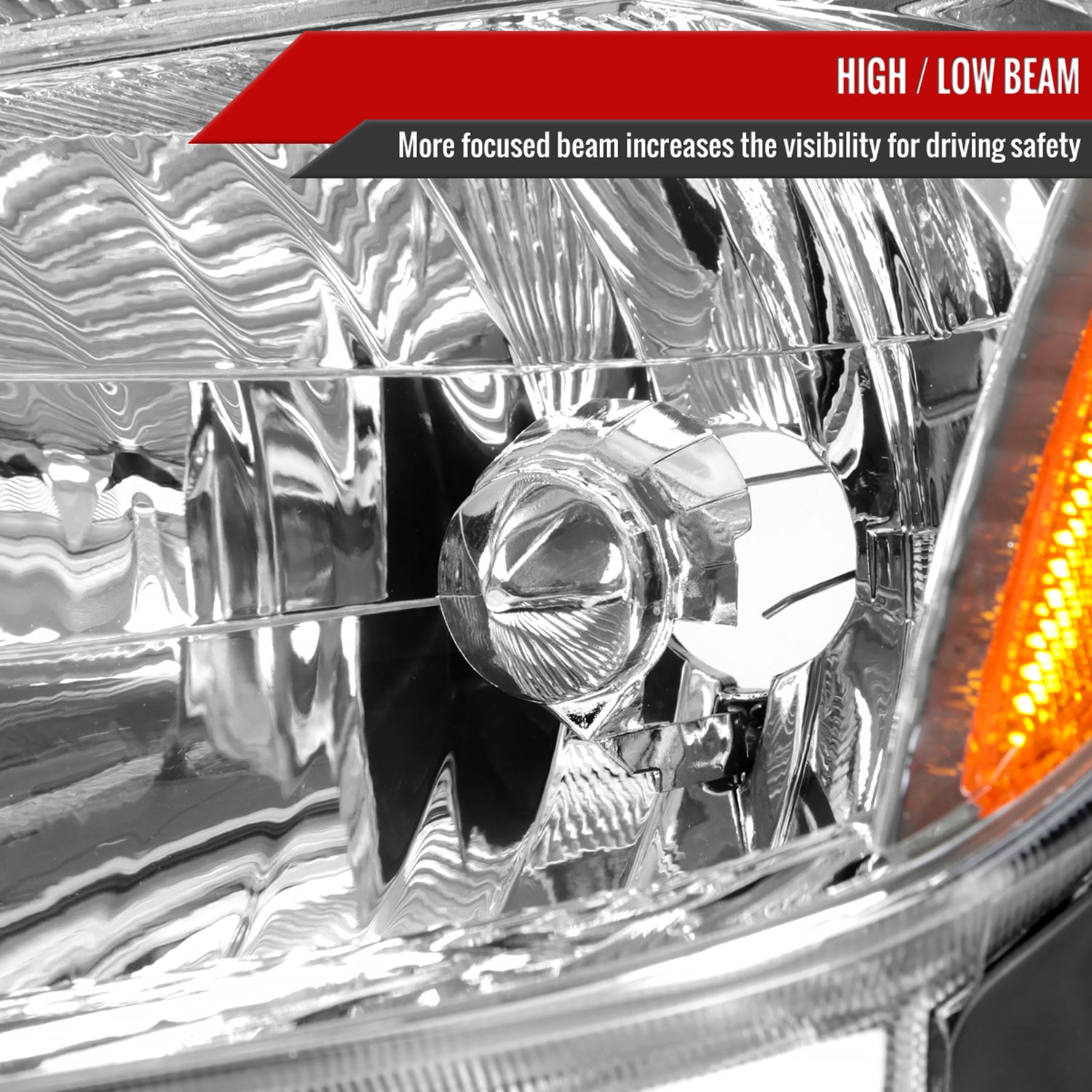 2006-2009 Toyota Prius Factory Style Headlights w/Amber Reflector Chrome/Clear