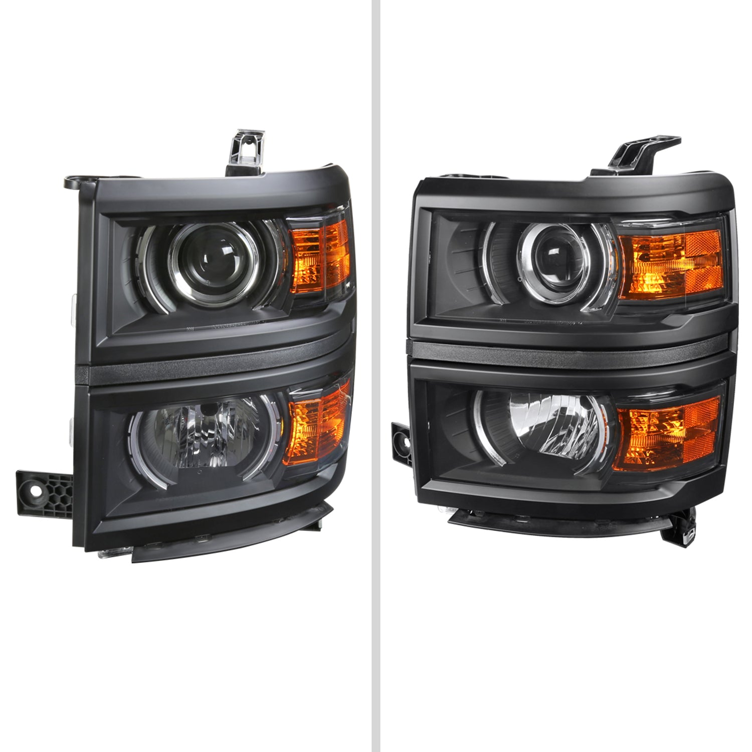 2014-2015 Chevy Silverado 1500 Projector Headlights Matte Black/Clear Lens