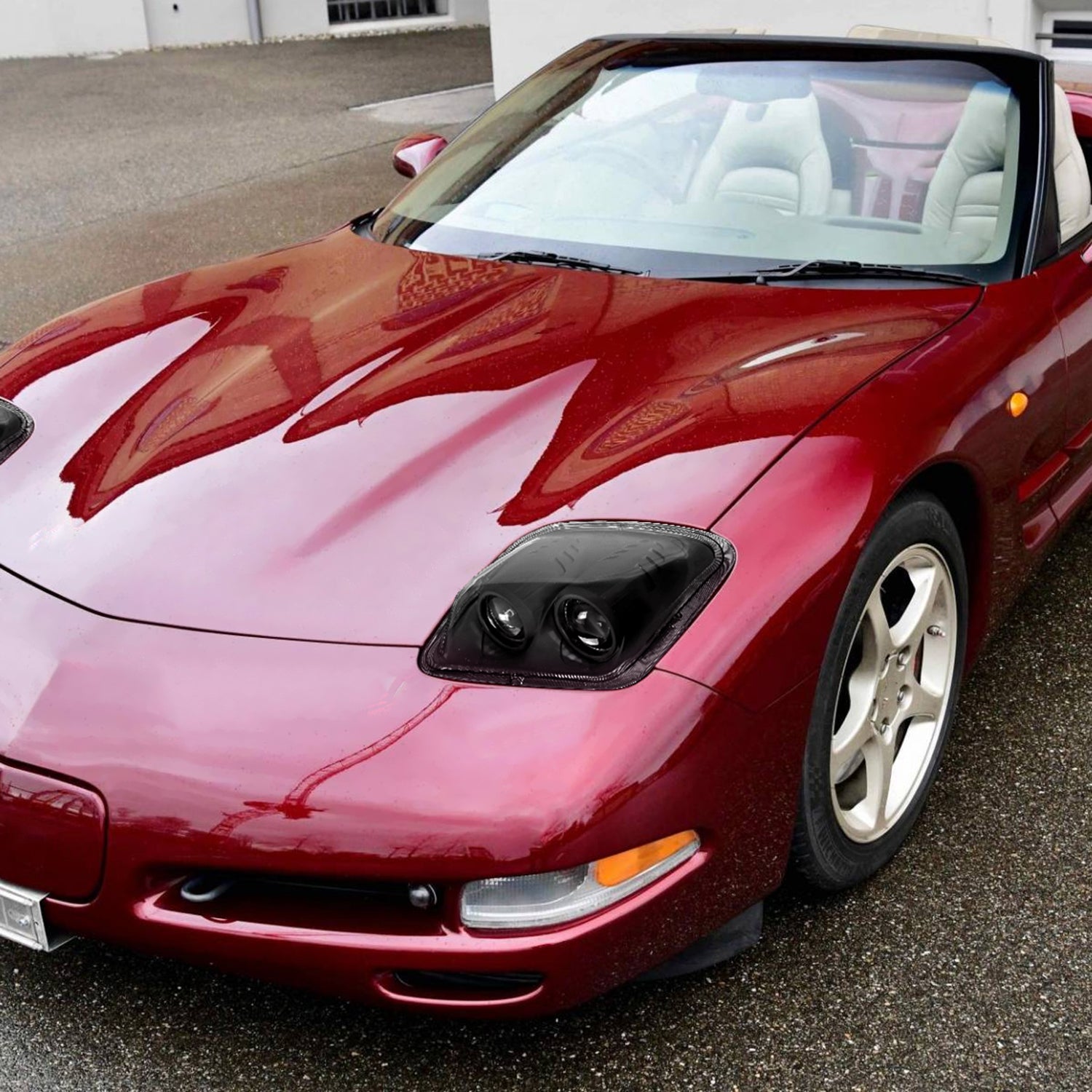 1997-2004 Chevy Corvette C5 H7 Projector Headlights Matte Black/Clear Lens