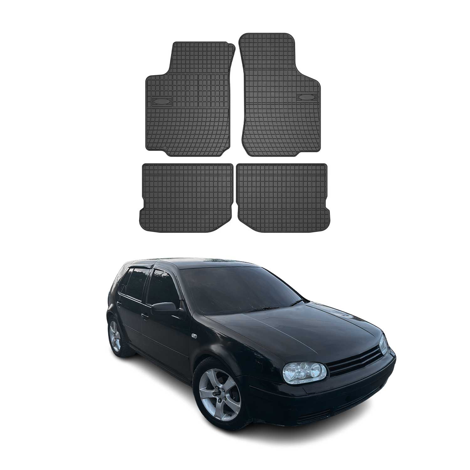 1998-2006 VW Golf Mk4 Floor Mats Liners Full Set All Weather Rubber Black